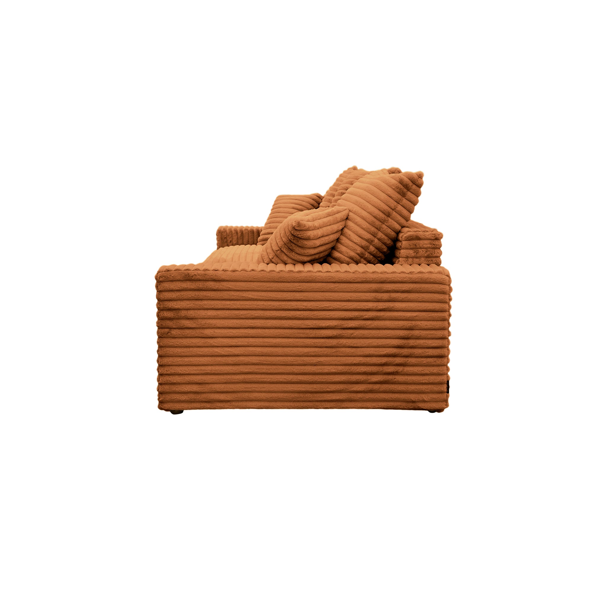 Canapé droit Croix-des-Petits-Champs en tissu gros velours côtelé terracotta Paname Avenue, vue de profil sur fond blanc
