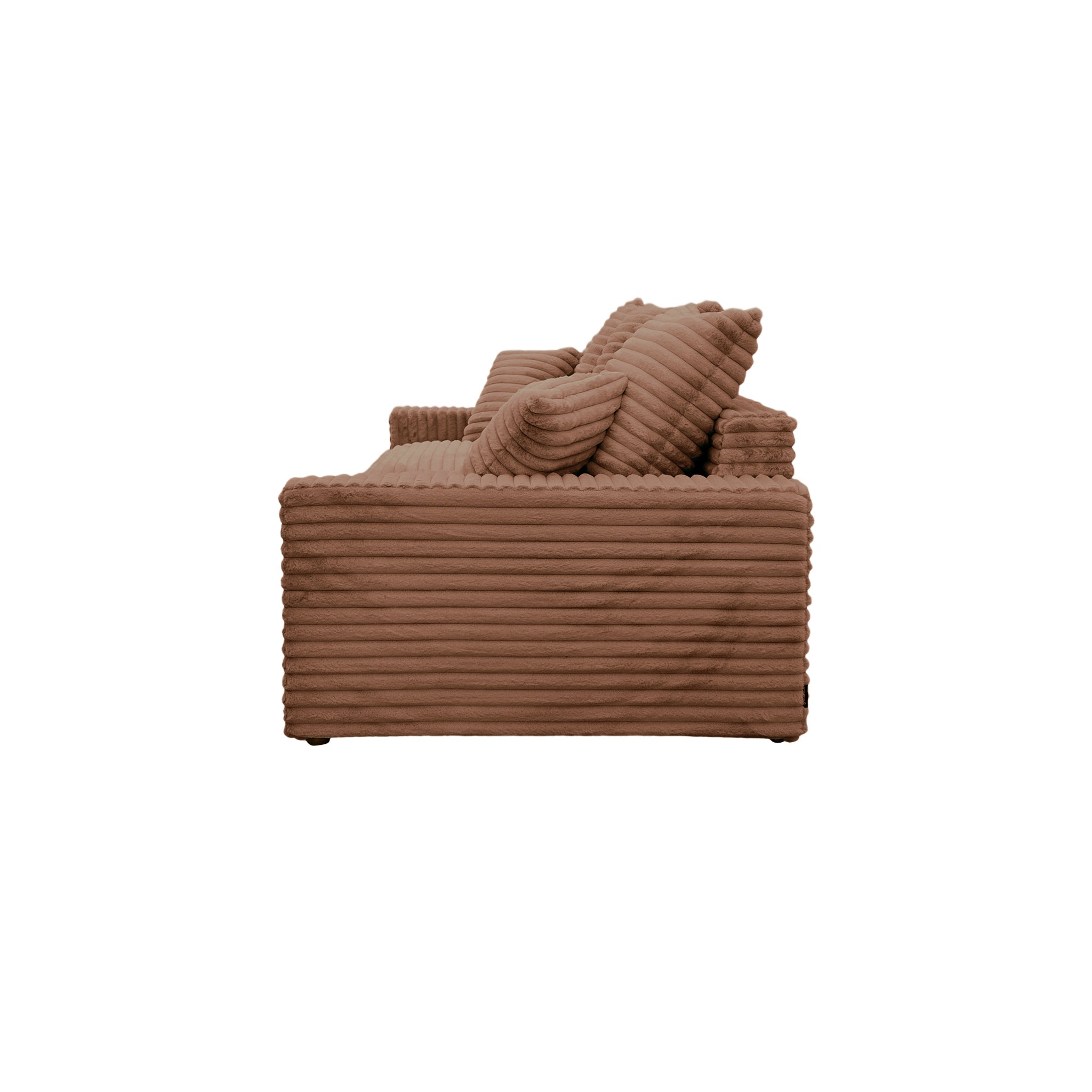 Canapé droit Croix-des-Petits-Champs en tissu gros velours côtelé terracotta Paname Avenue, vue de profil sur fond blanc