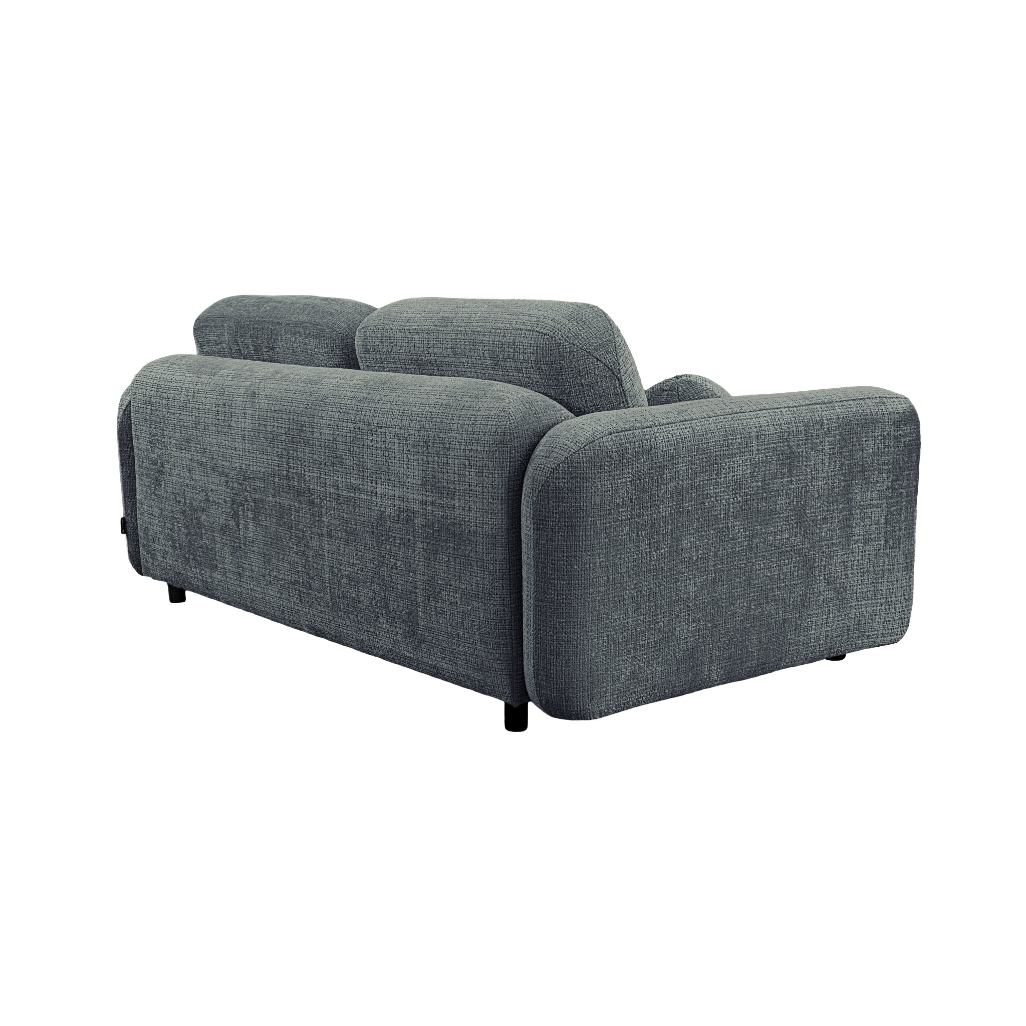 Canapé droit Duperré en tissu chenille anthracite Paname Avenue, vue trois-quarts de dos sur fond blanc