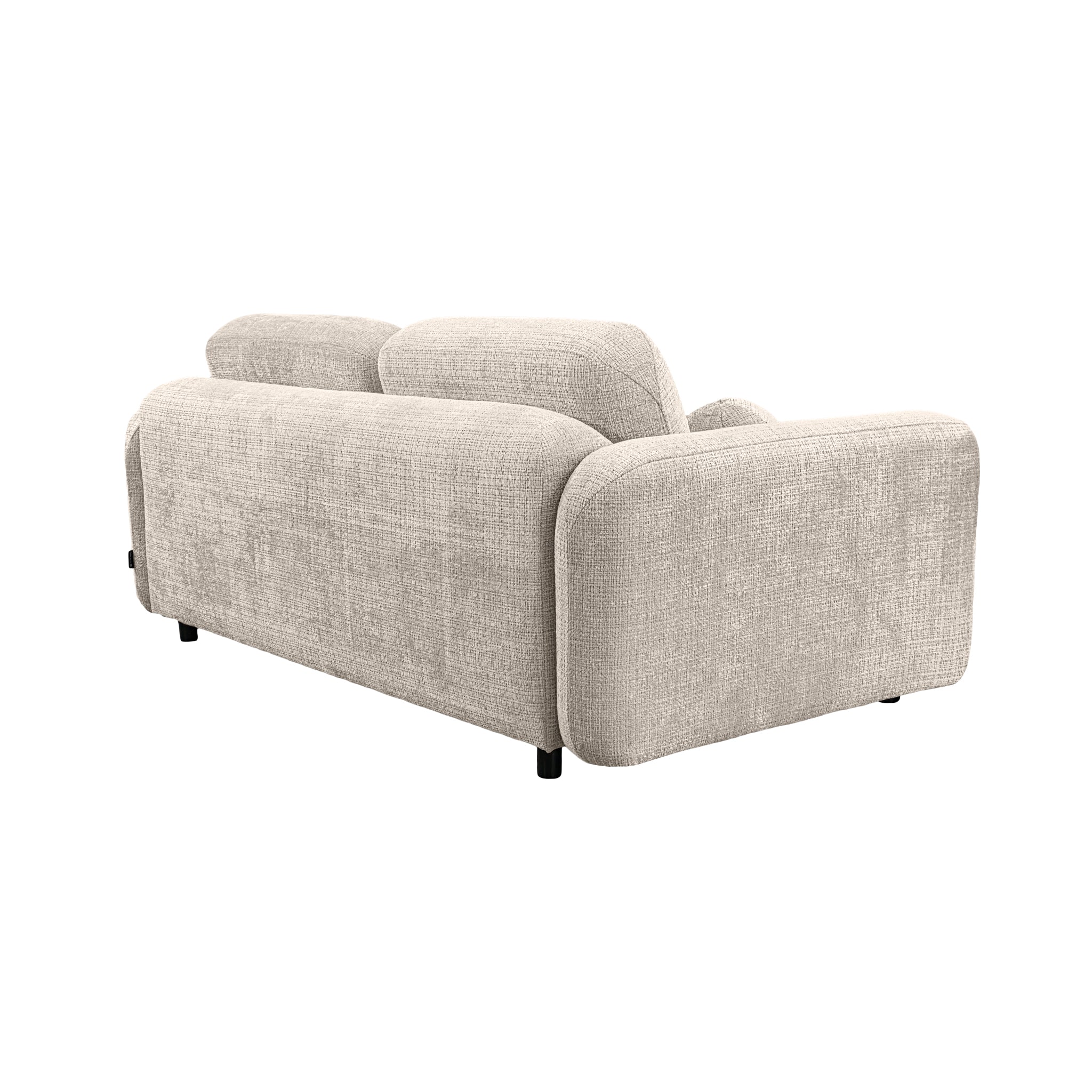 Canapé droit Duperré en tissu chenille beige Paname Avenue, vue trois-quarts de dos sur fond blanc