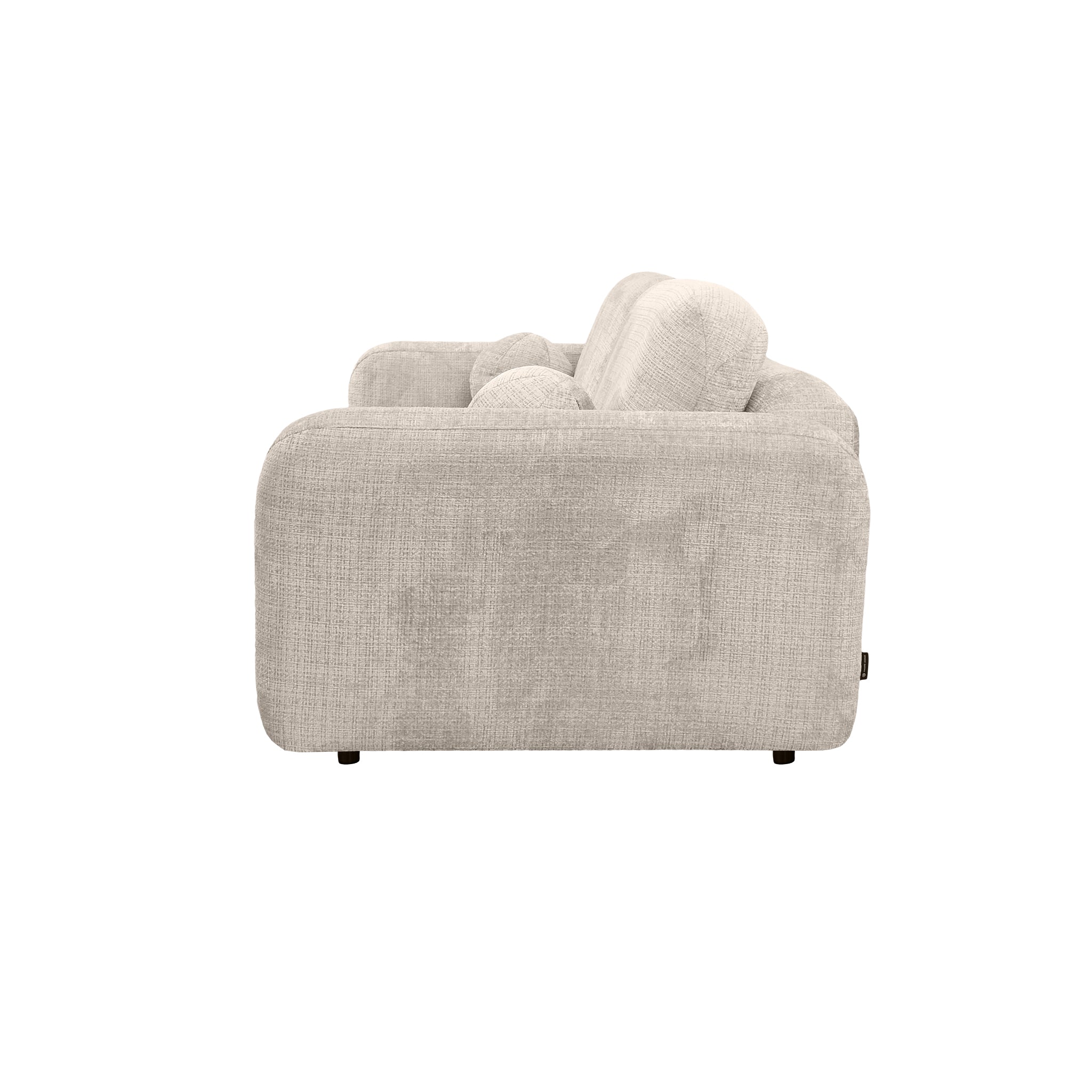 Canapé droit Duperré en tissu chenille beige Paname Avenue, vue de profil sur fond blanc
