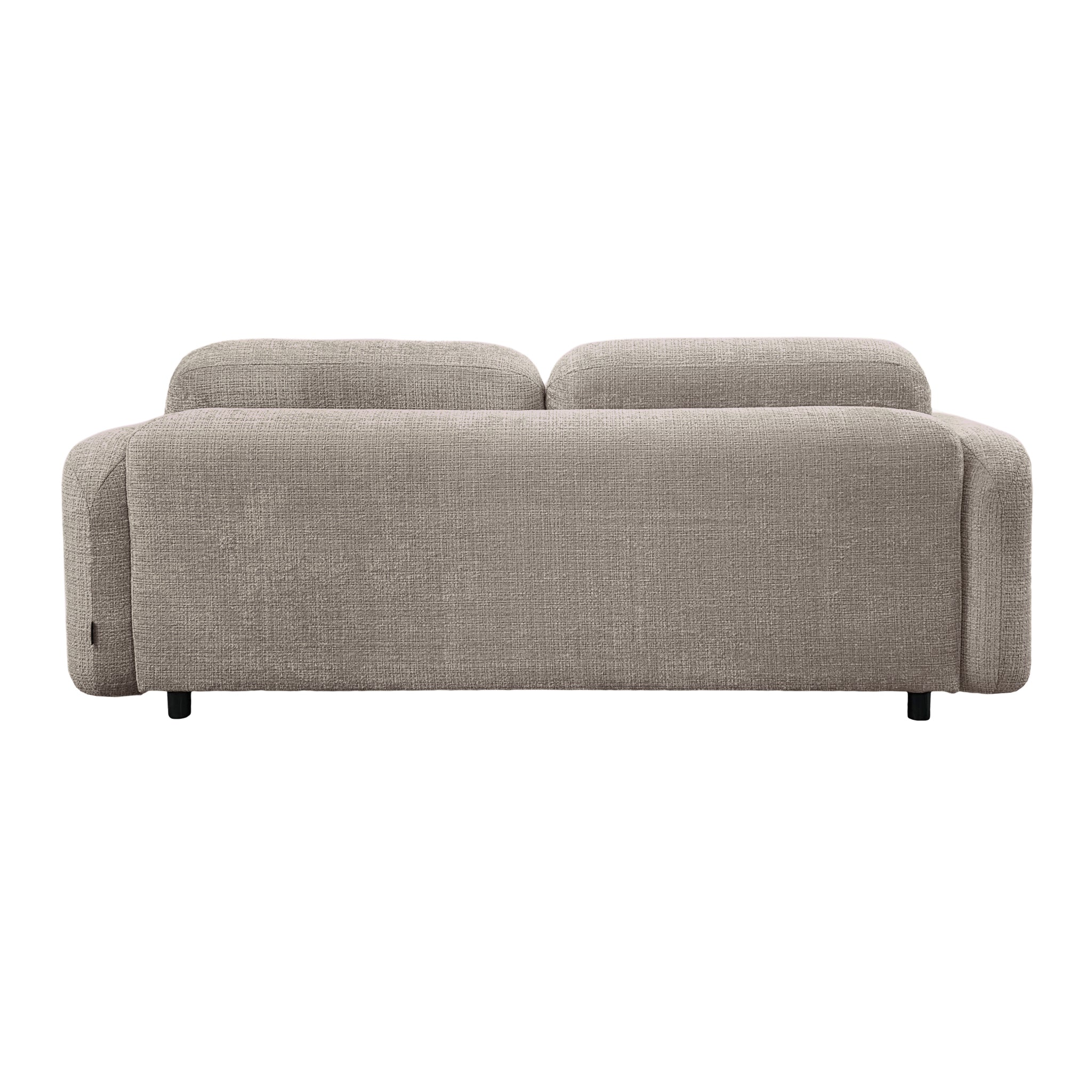 Canapé droit Duperré en tissu chenille taupe Paname Avenue, vue arrière sur fond blanc