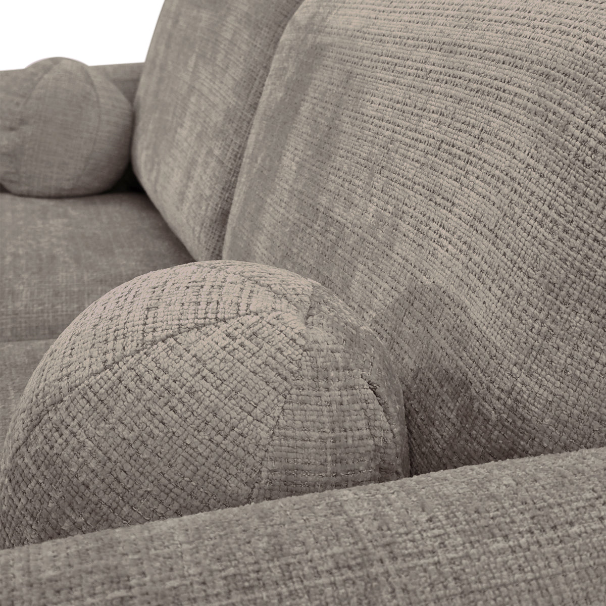 Canapé droit Duperré en tissu chenille taupe Paname Avenue, zoom sur le revêtement