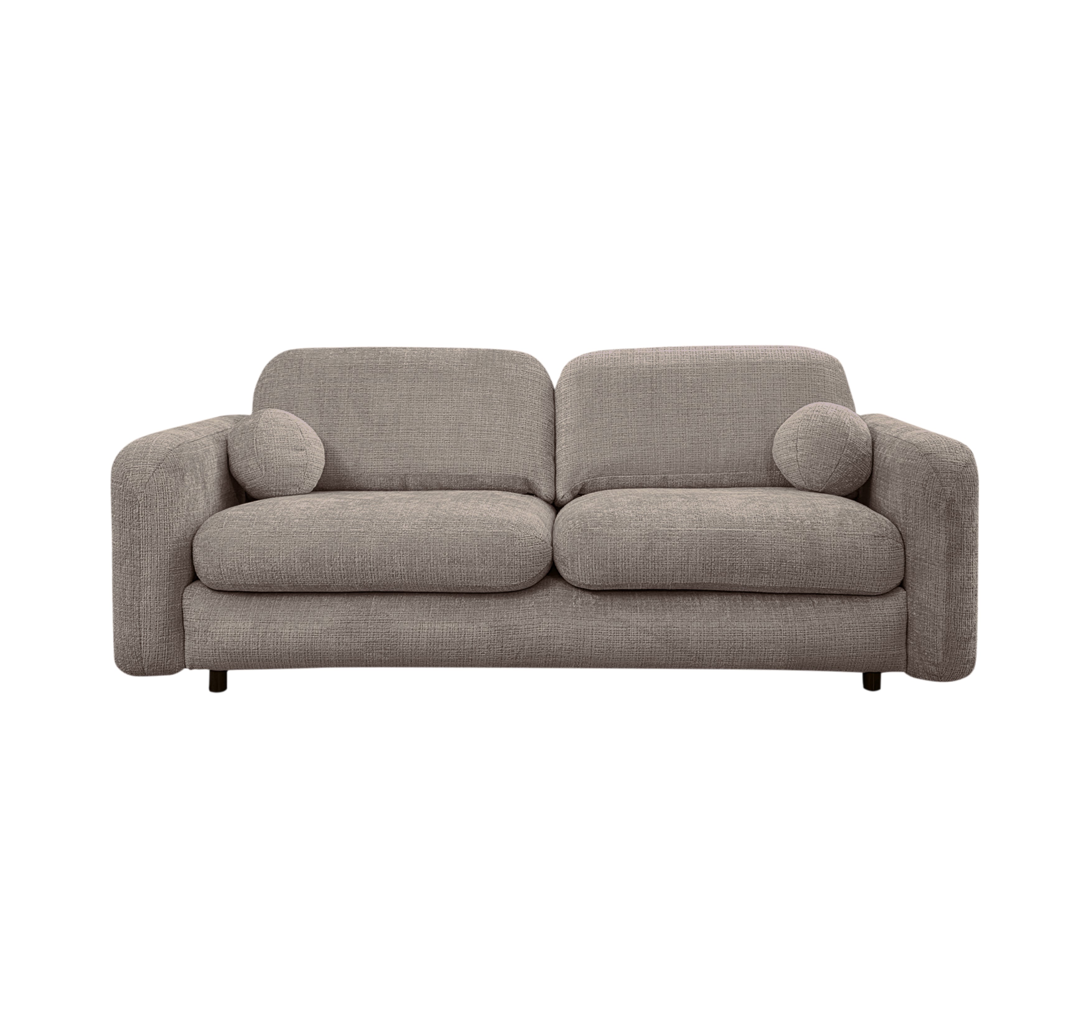 Canapé droit Duperré en tissu chenille taupe Paname Avenue, vue de face sur fond blanc