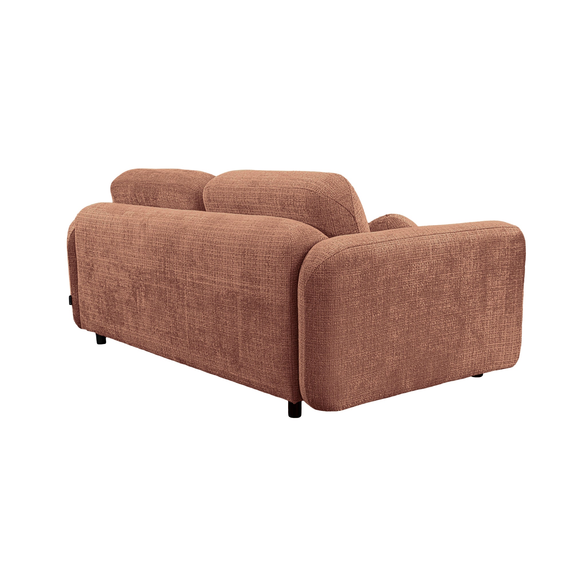 Canapé droit Duperré en tissu chenille terracotta Paname Avenue, vue trois-quarts de dos sur fond blanc