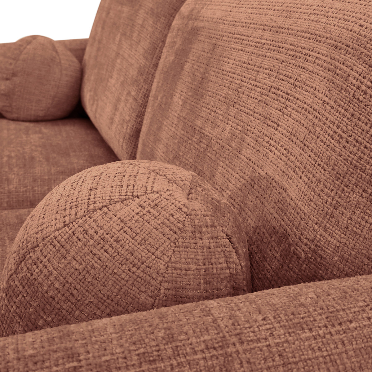 Canapé droit Duperré en tissu chenille terracotta Paname Avenue, zoom sur le revêtement