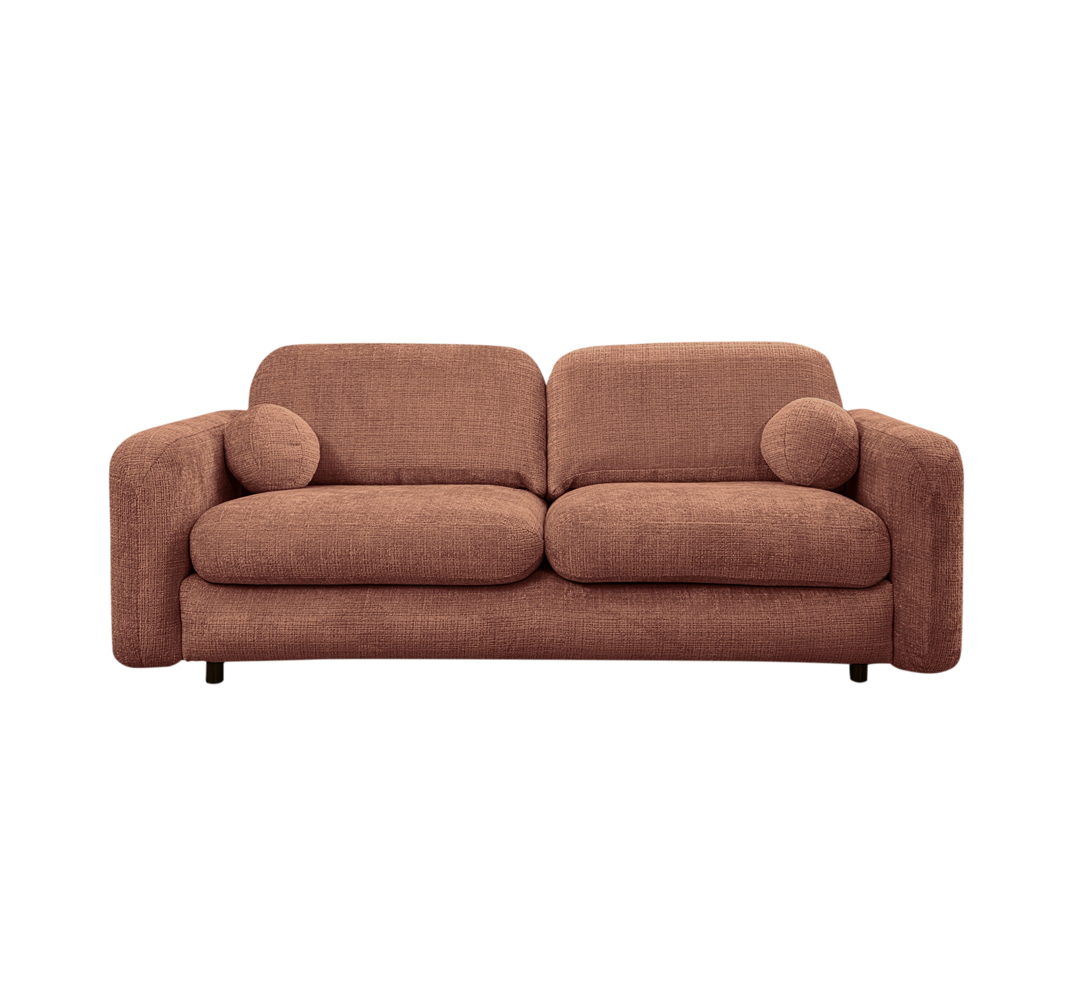 Canapé droit Duperré en tissu chenille terracotta Paname Avenue, vue de face sur fond blanc