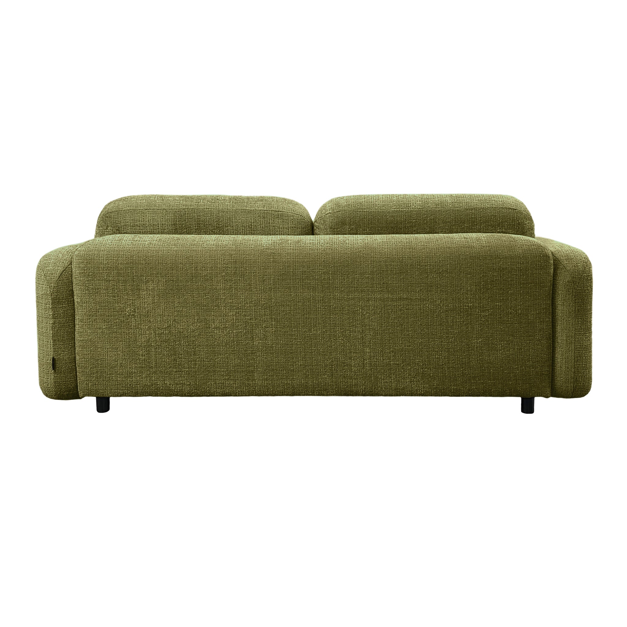 Canapé droit Duperré en tissu chenille vert olive Paname Avenue, vue arrière sur fond blanc
