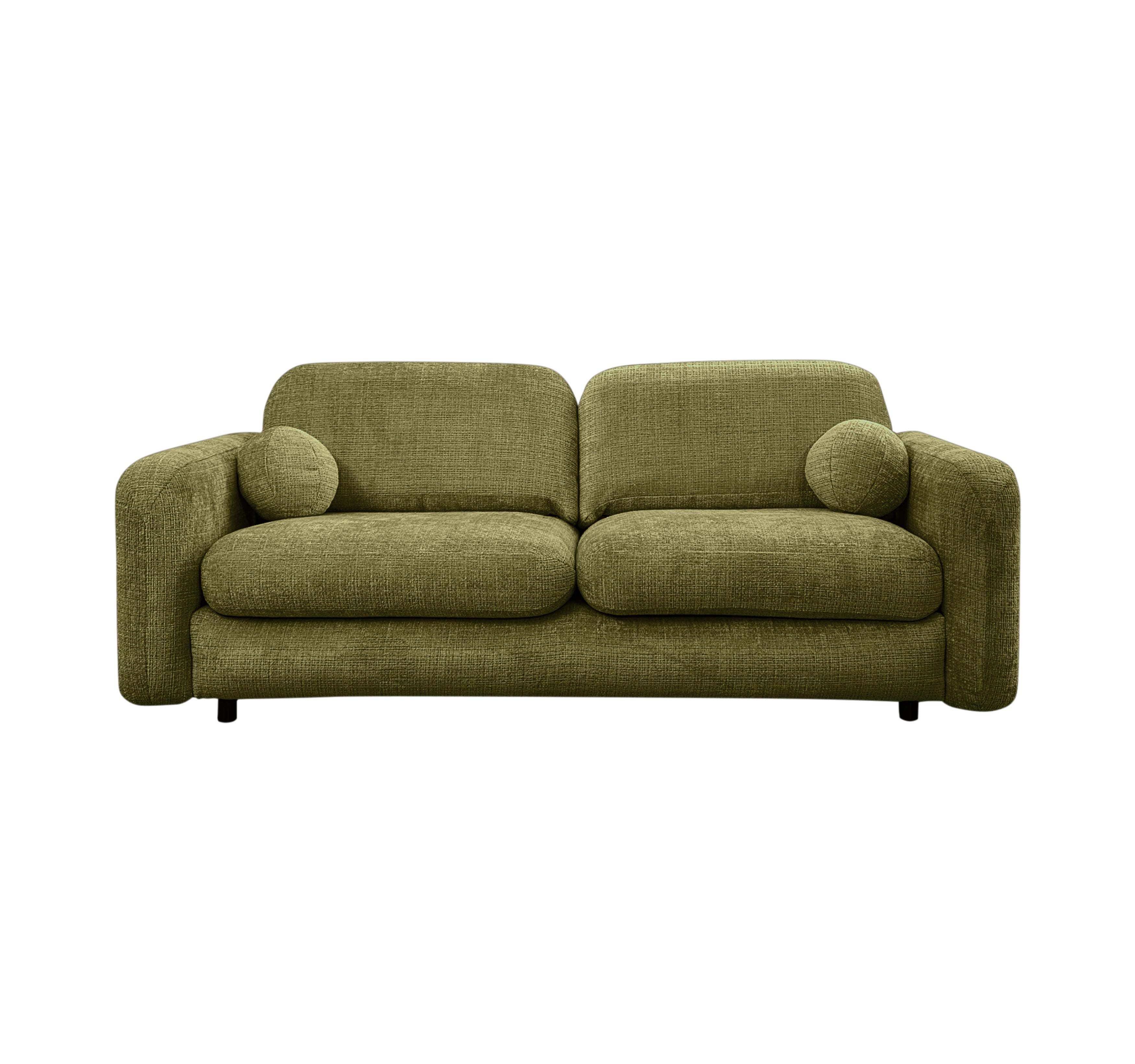 Canapé droit Duperré en tissu chenille vert olive Paname Avenue, vue de face sur fond blanc