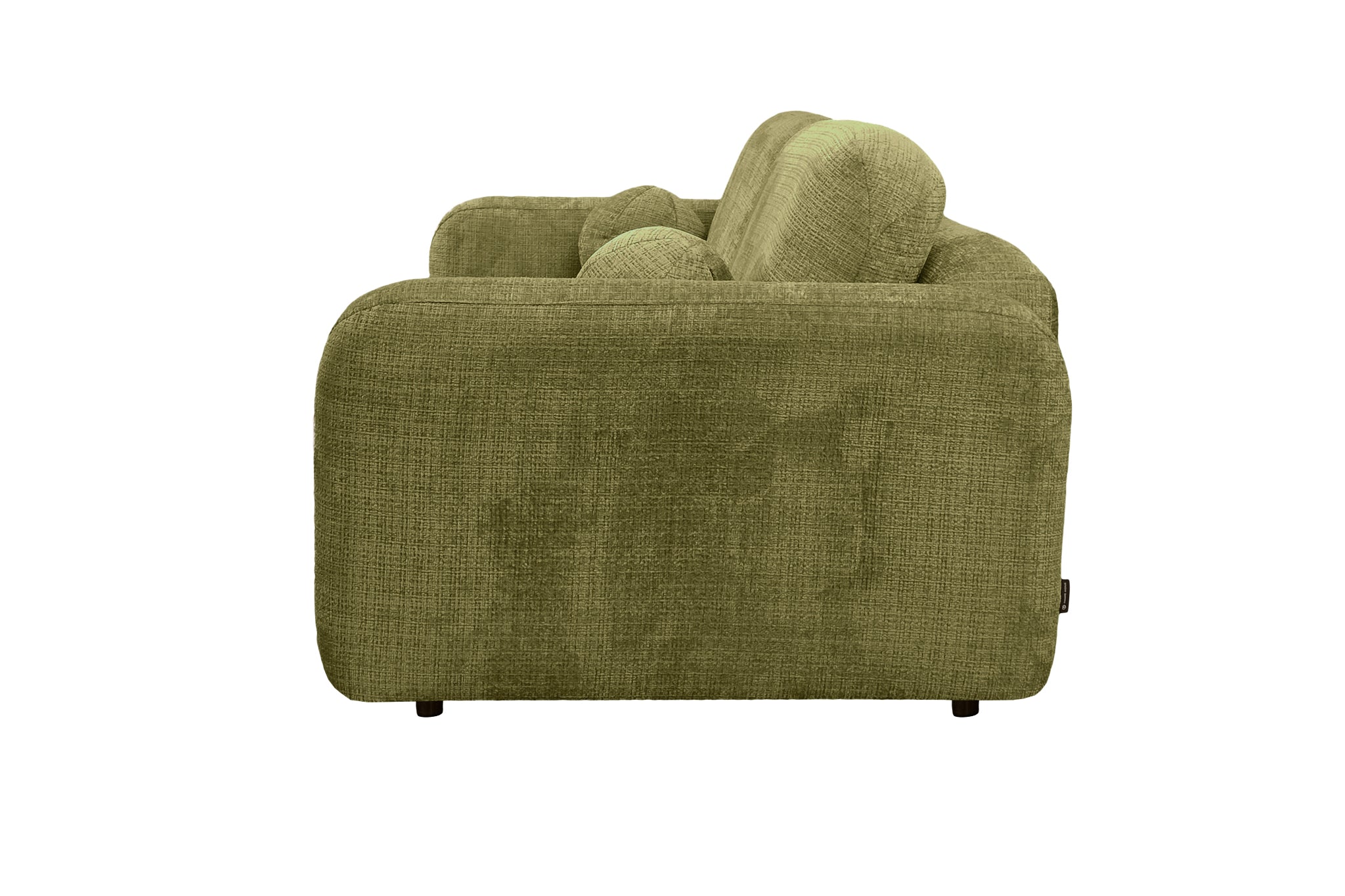 Canapé droit Duperré en tissu chenille vert olive Paname Avenue, vue de profil sur fond blanc