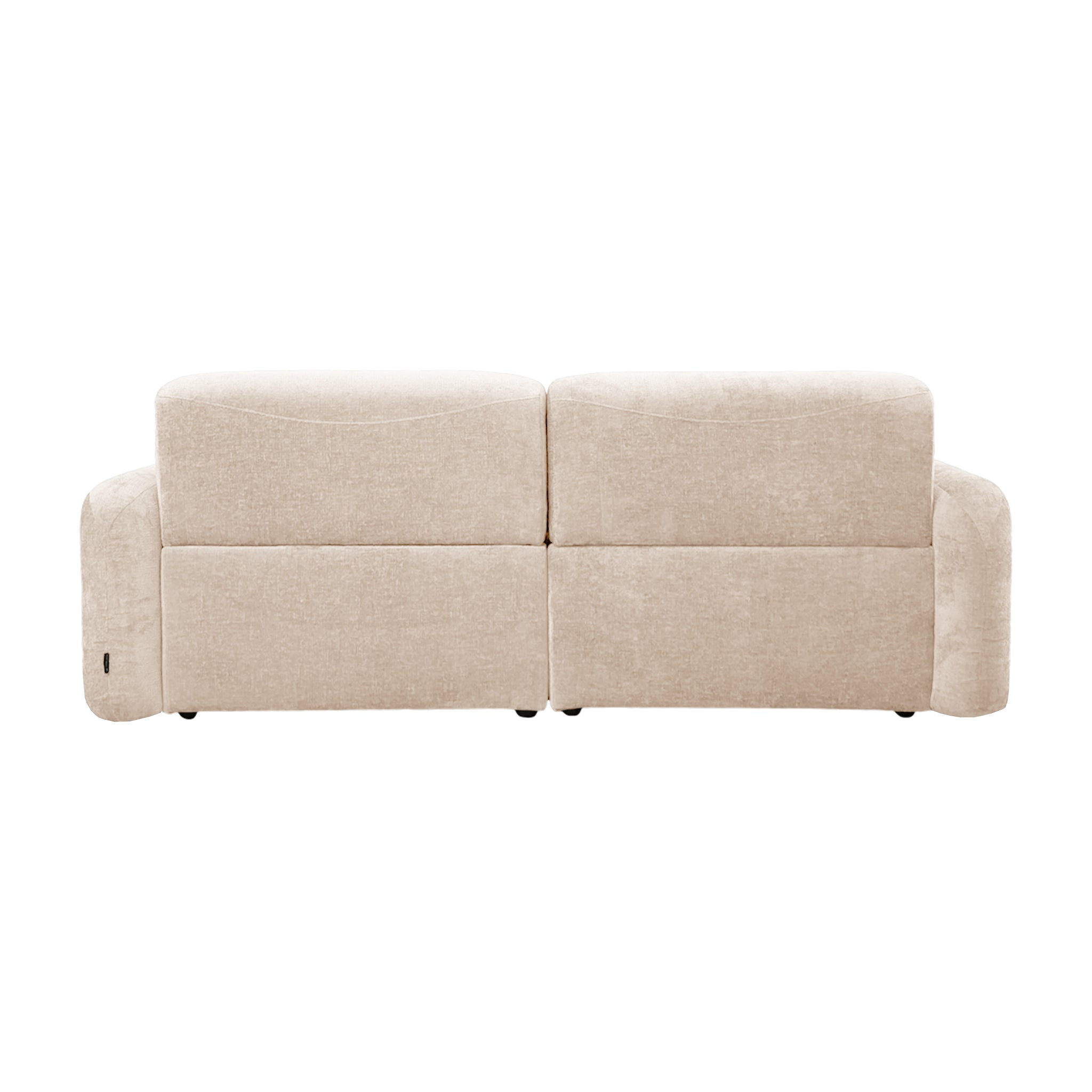 Canapé droit Estrapade en tissu chenille beige Paname Avenue, vue arrière sur fond blanc