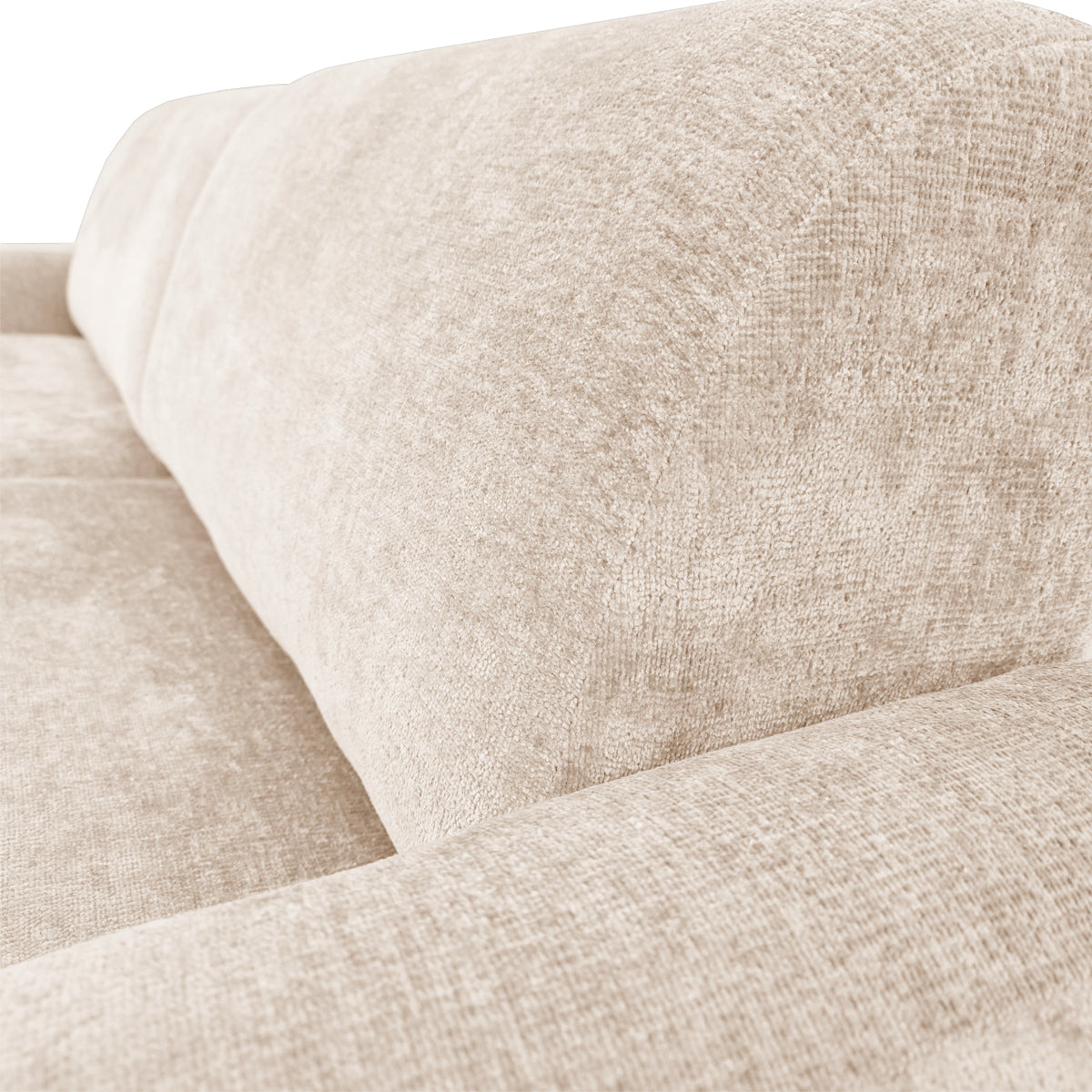 Canapé droit Estrapade en tissu chenille beige Paname Avenue, zoom sur le revêtement