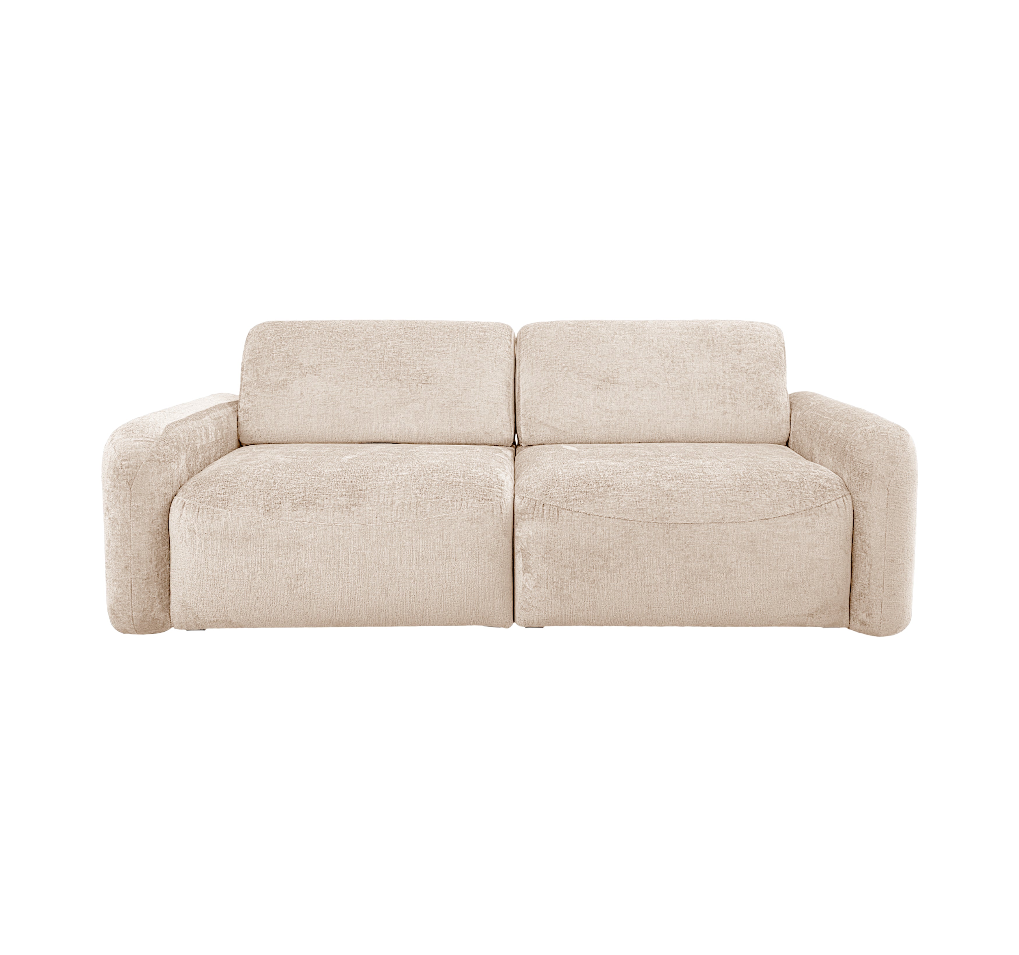 Canapé droit Estrapade en tissu chenille beige Paname Avenue, vue de face sur fond blanc