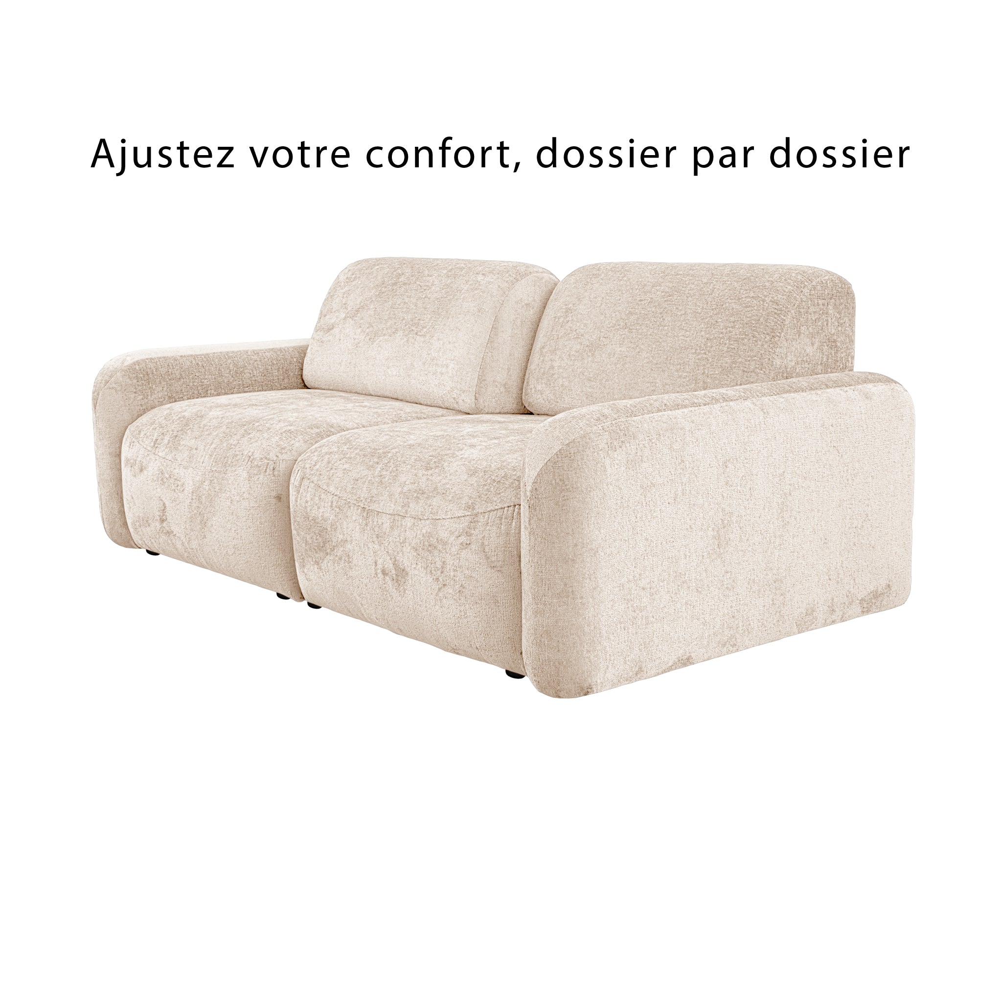 Canapé droit Estrapade en tissu chenille beige Paname Avenue, vue sur les dossiers ajustables