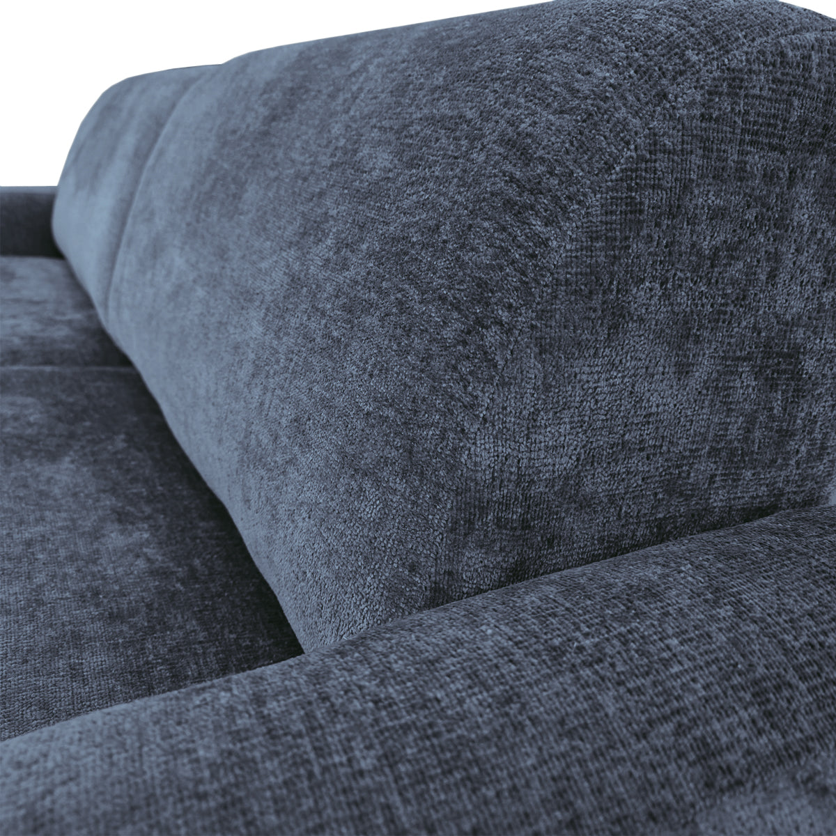 Canapé droit Estrapade en tissu chenille bleu Paname Avenue, zoom sur le revêtement