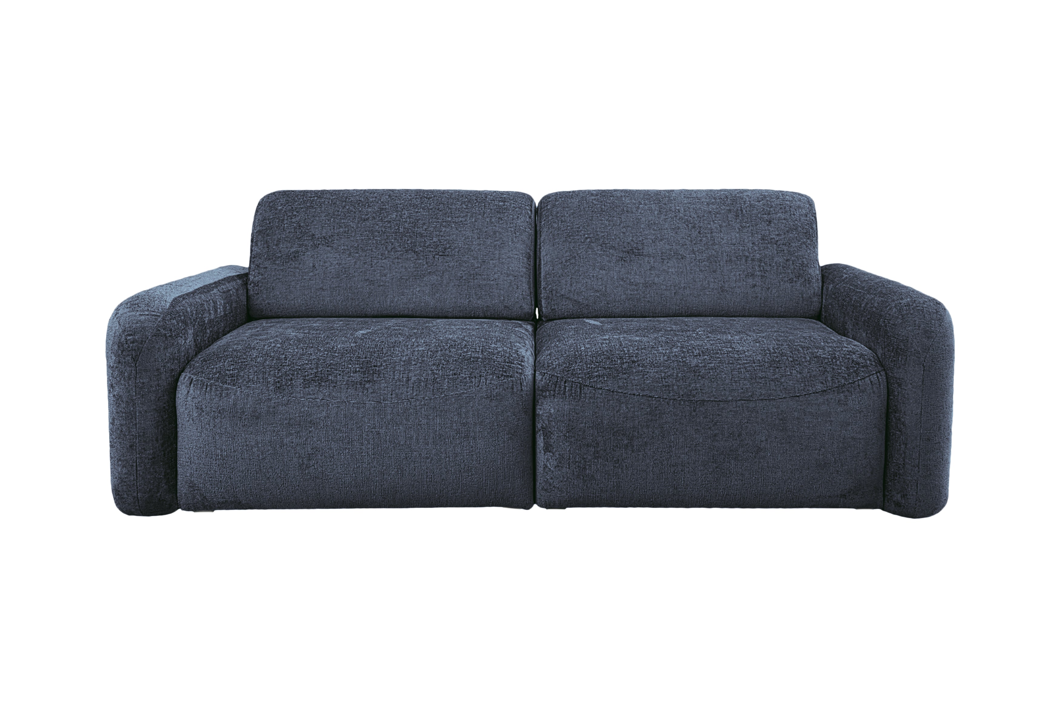 Canapé droit Estrapade en tissu chenille bleu Paname Avenue, vue de face sur fond blanc
