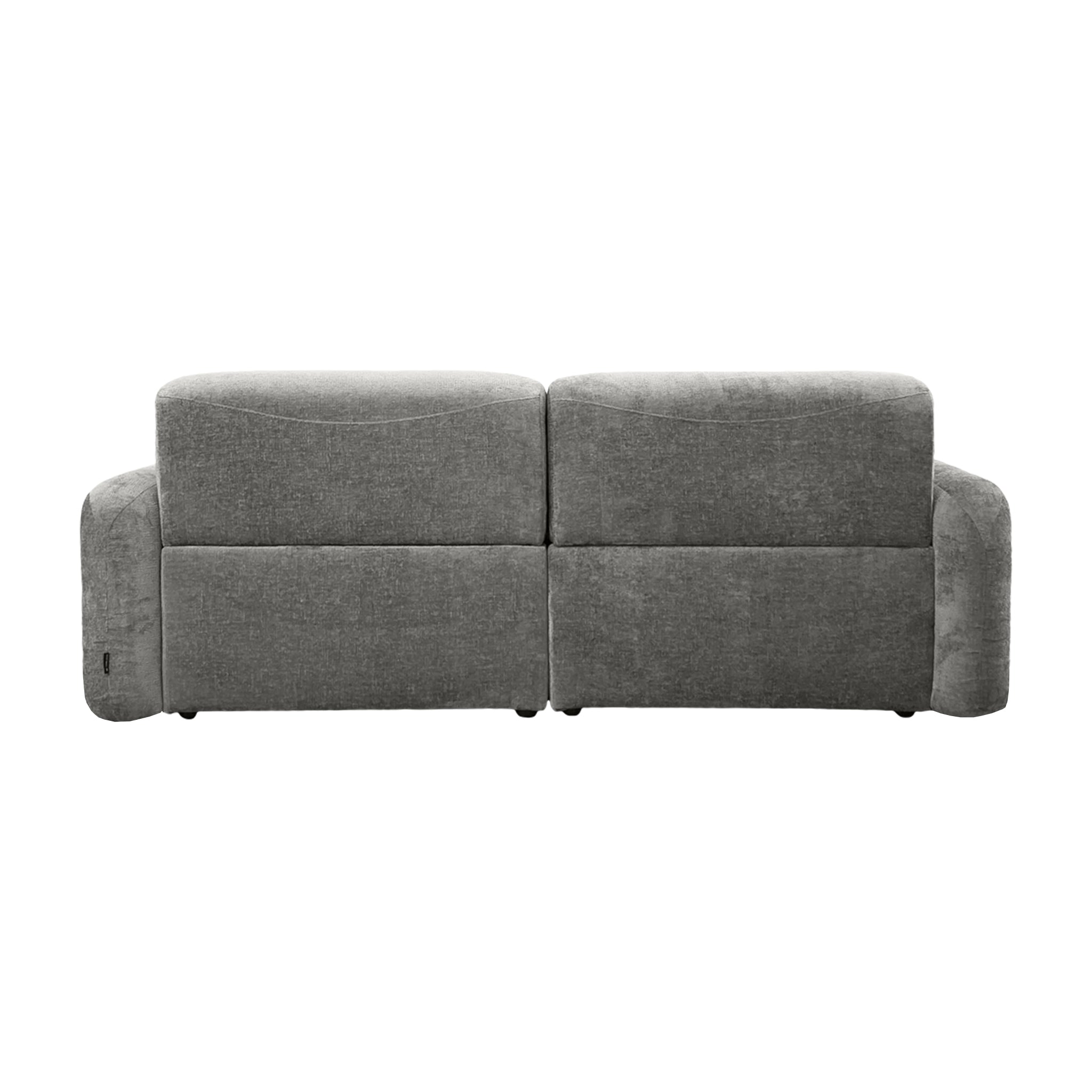 Canapé droit Estrapade en tissu chenille gris Paname Avenue, vue arrière sur fond blanc