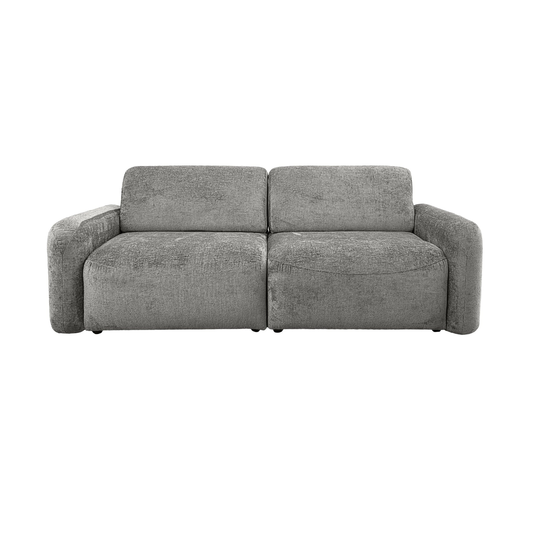 Canapé droit Estrapade en tissu chenille gris Paname Avenue, vue de face sur fond blanc
