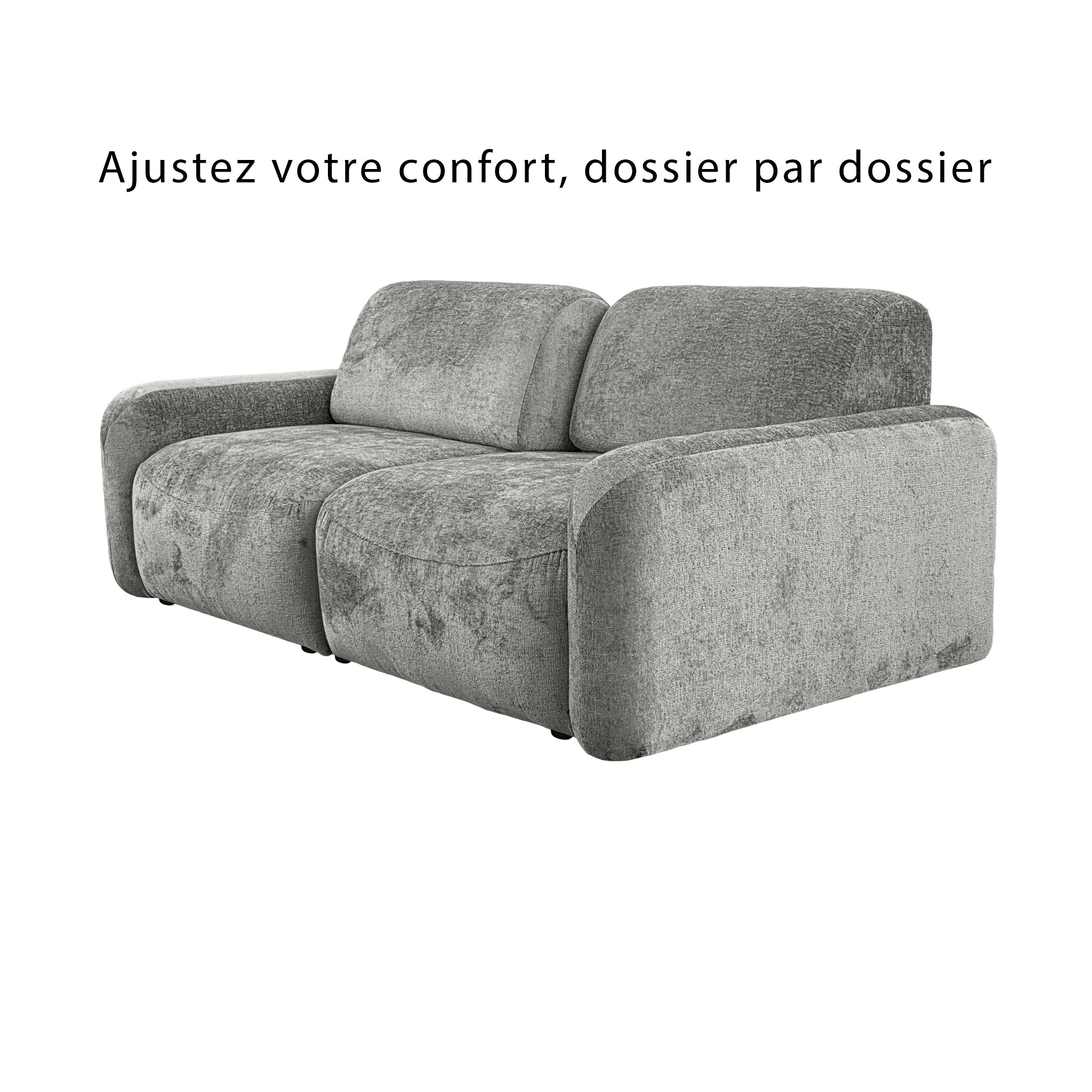 Canapé droit Estrapade en tissu chenille gris Paname Avenue, vue sur les dossiers ajustables