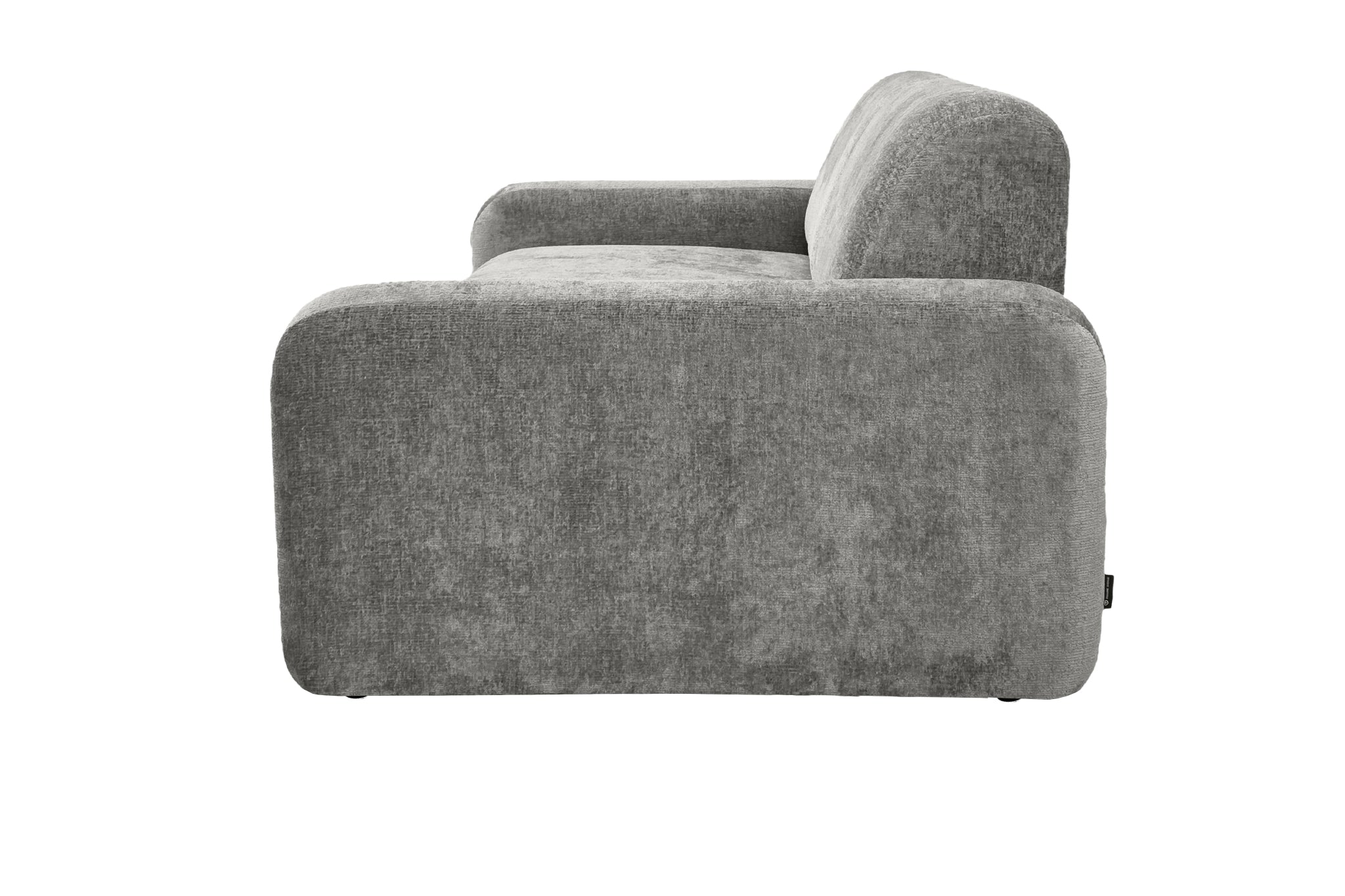 Canapé droit Estrapade en tissu chenille gris Paname Avenue, vue de profil sur fond blanc
