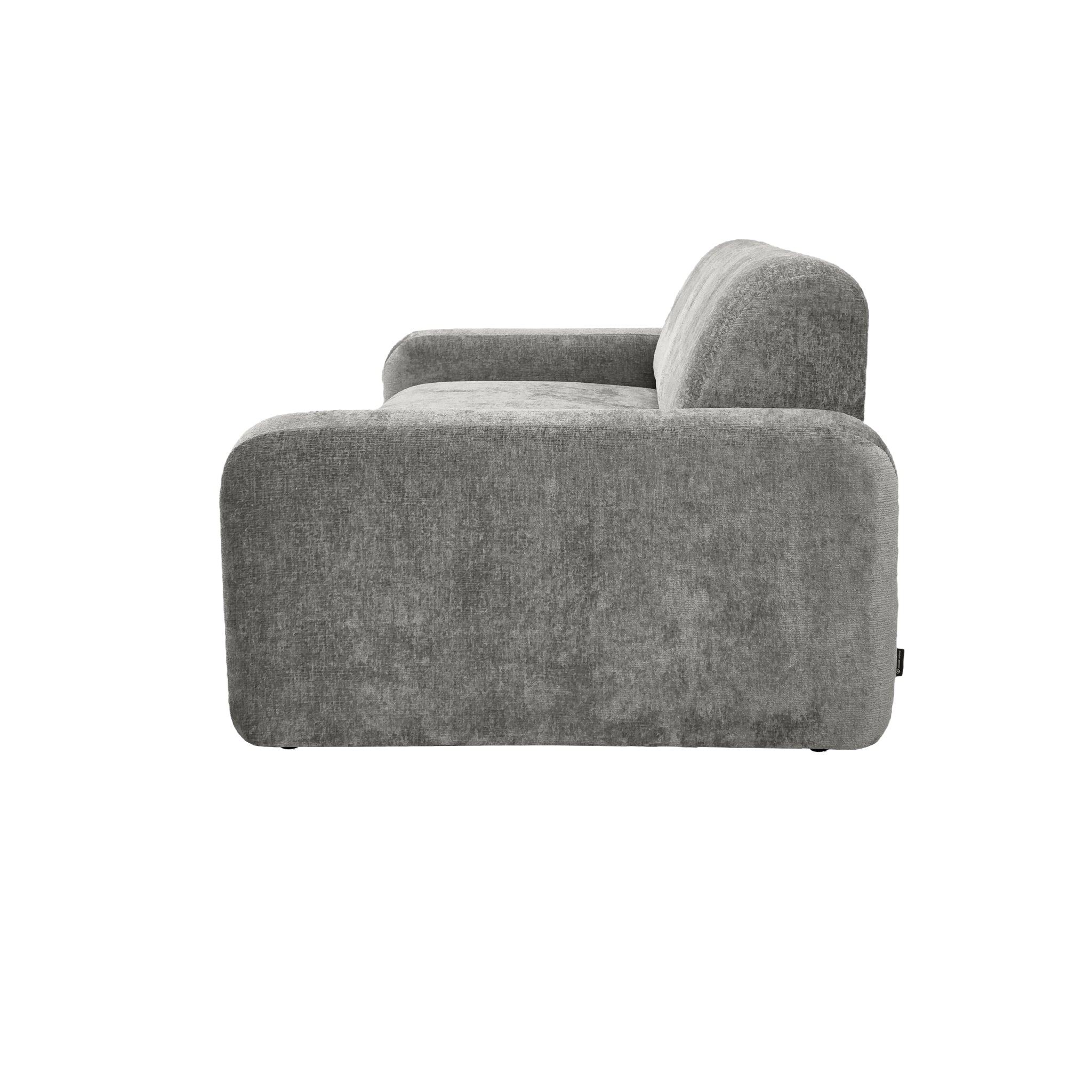 Canapé droit Estrapade en tissu chenille gris Paname Avenue, vue de profil sur fond blanc
