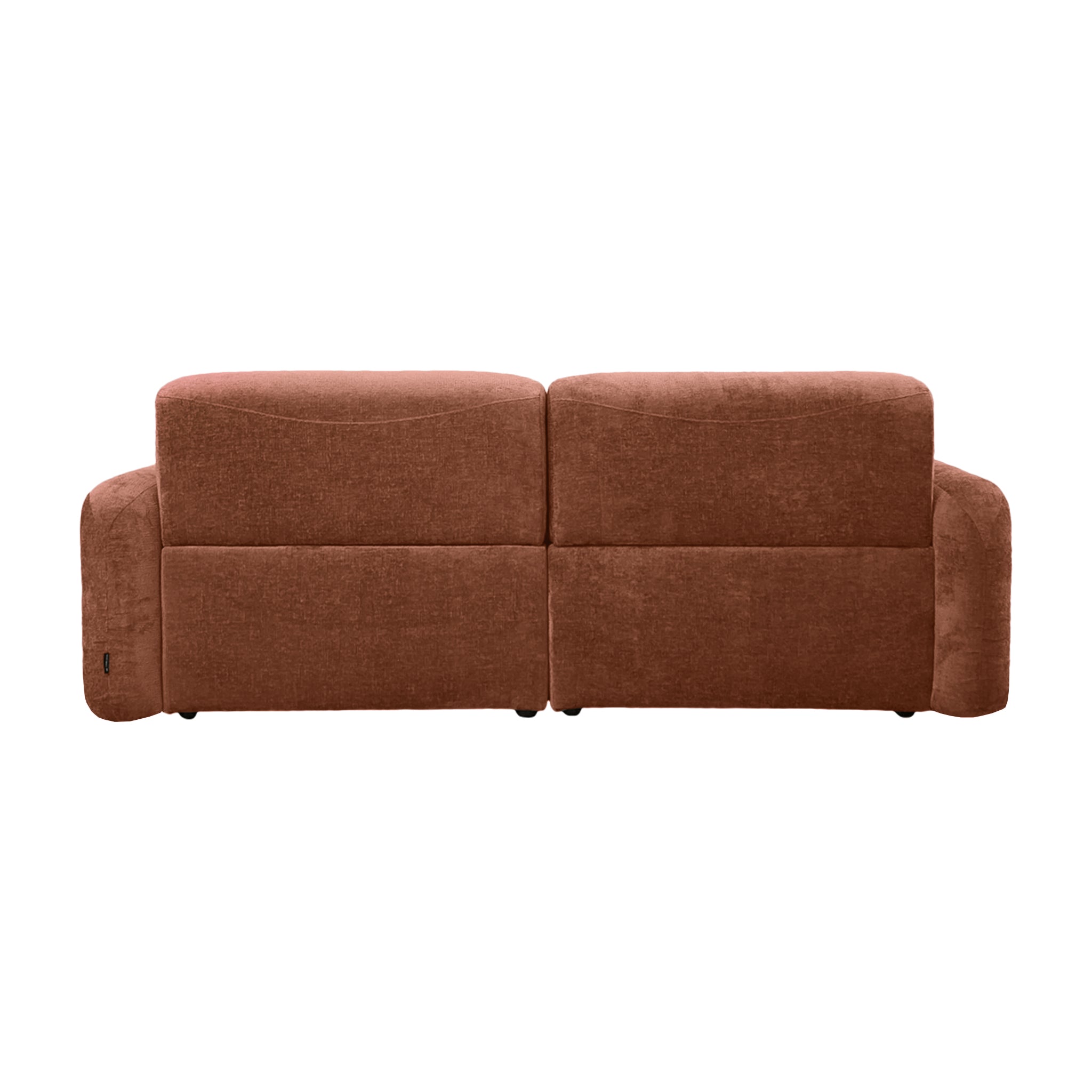 Canapé droit Estrapade en tissu chenille terracotta Paname Avenue, vue arrière sur fond blanc