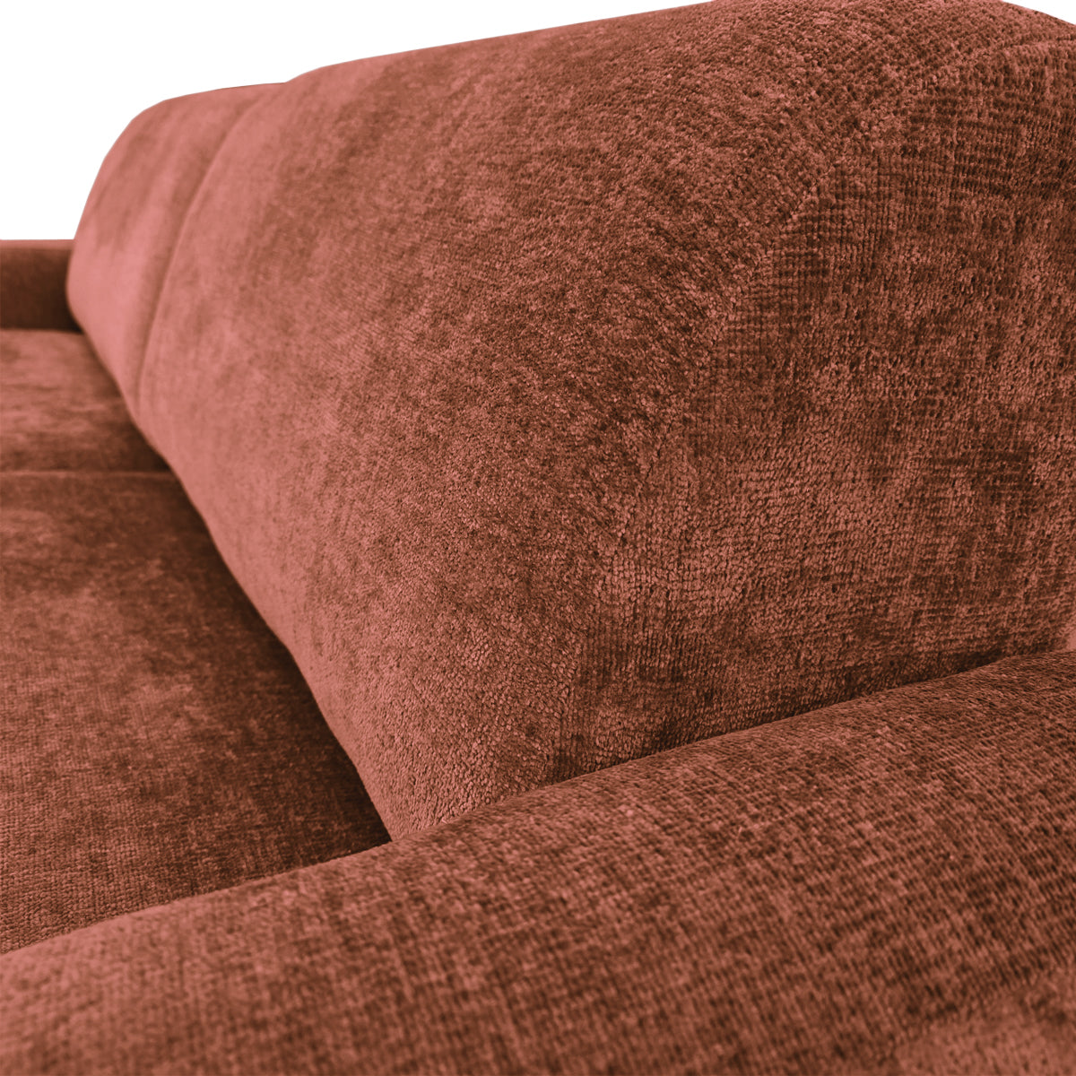 Canapé droit Estrapade en tissu chenille terracotta Paname Avenue, zoom sur le revêtement