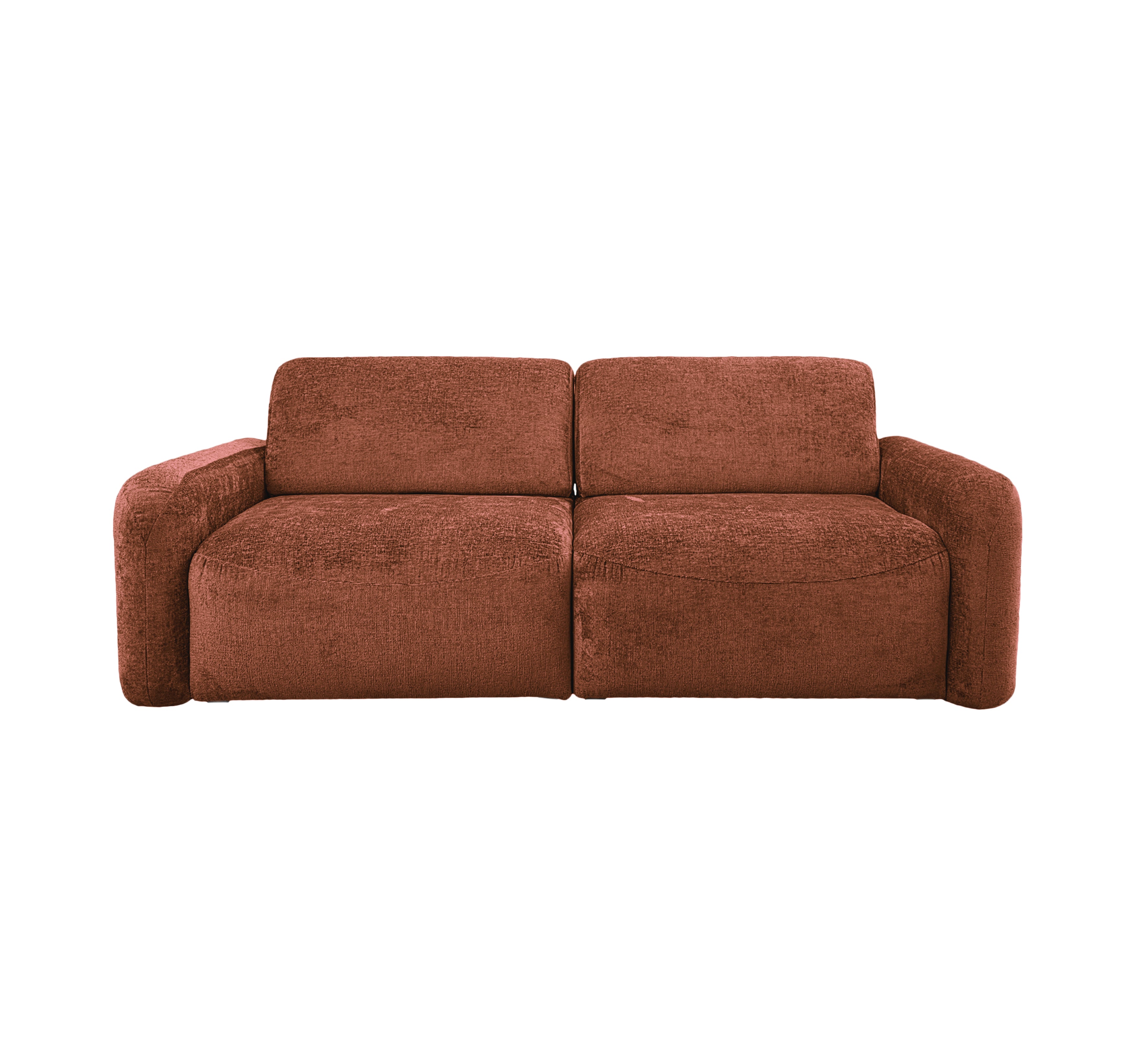Canapé droit Estrapade en tissu chenille terracotta Paname Avenue, vue de face sur fond blanc