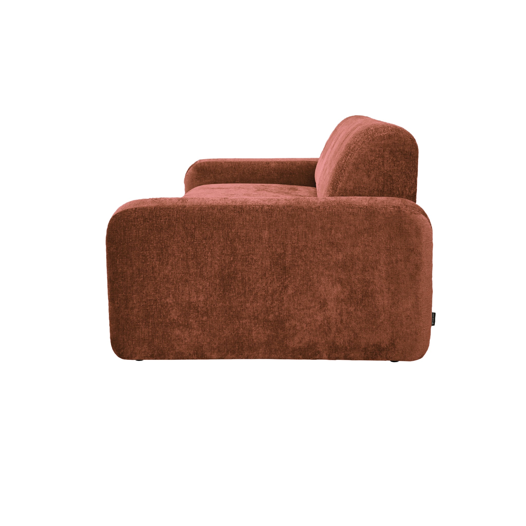 Canapé droit Estrapade en tissu chenille terracotta Paname Avenue, vue de profil sur fond blanc
