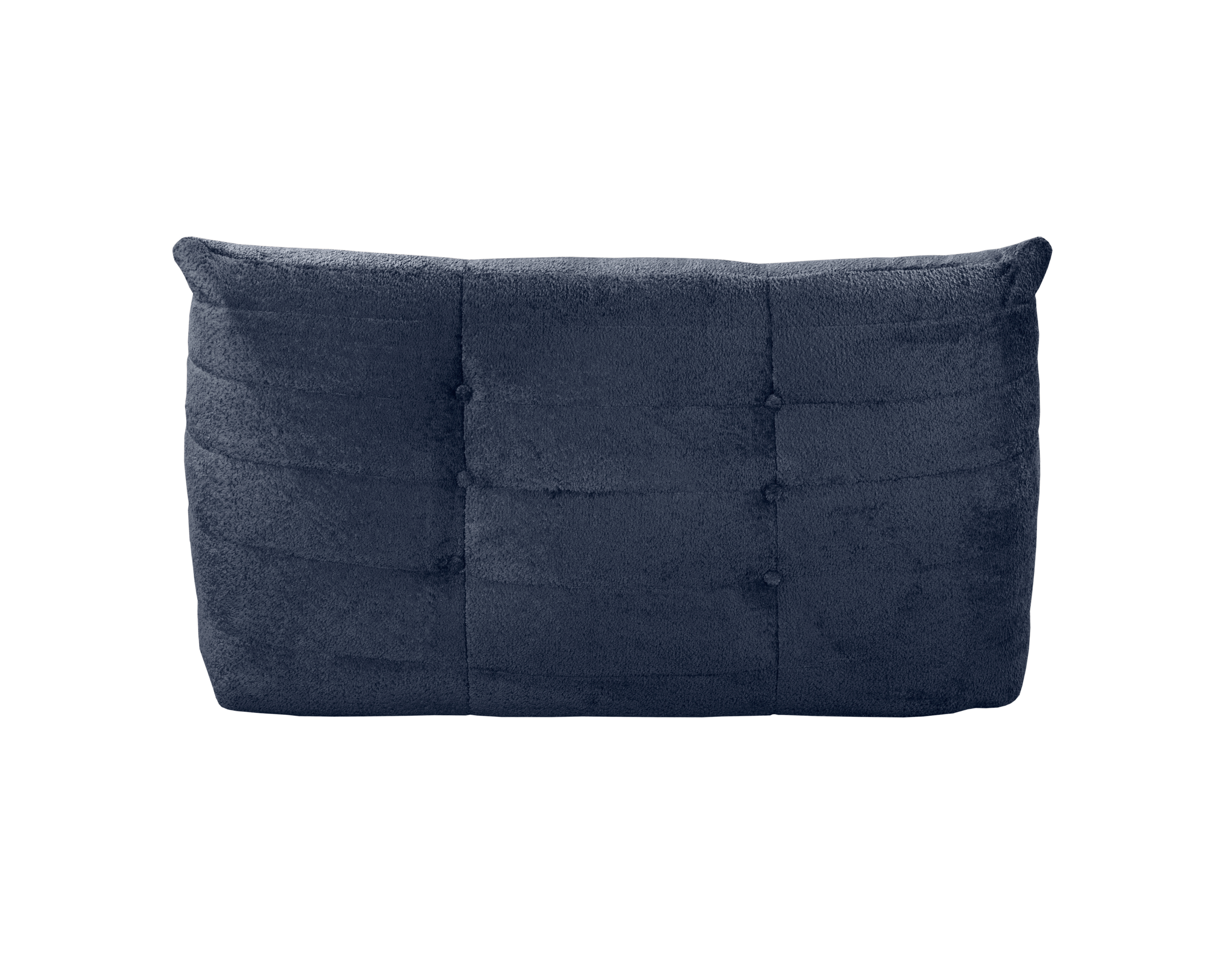 Canapé droit Faubourg du Temple en tissu chenille bleu Paname Avenue, vue arrière sur fond blanc