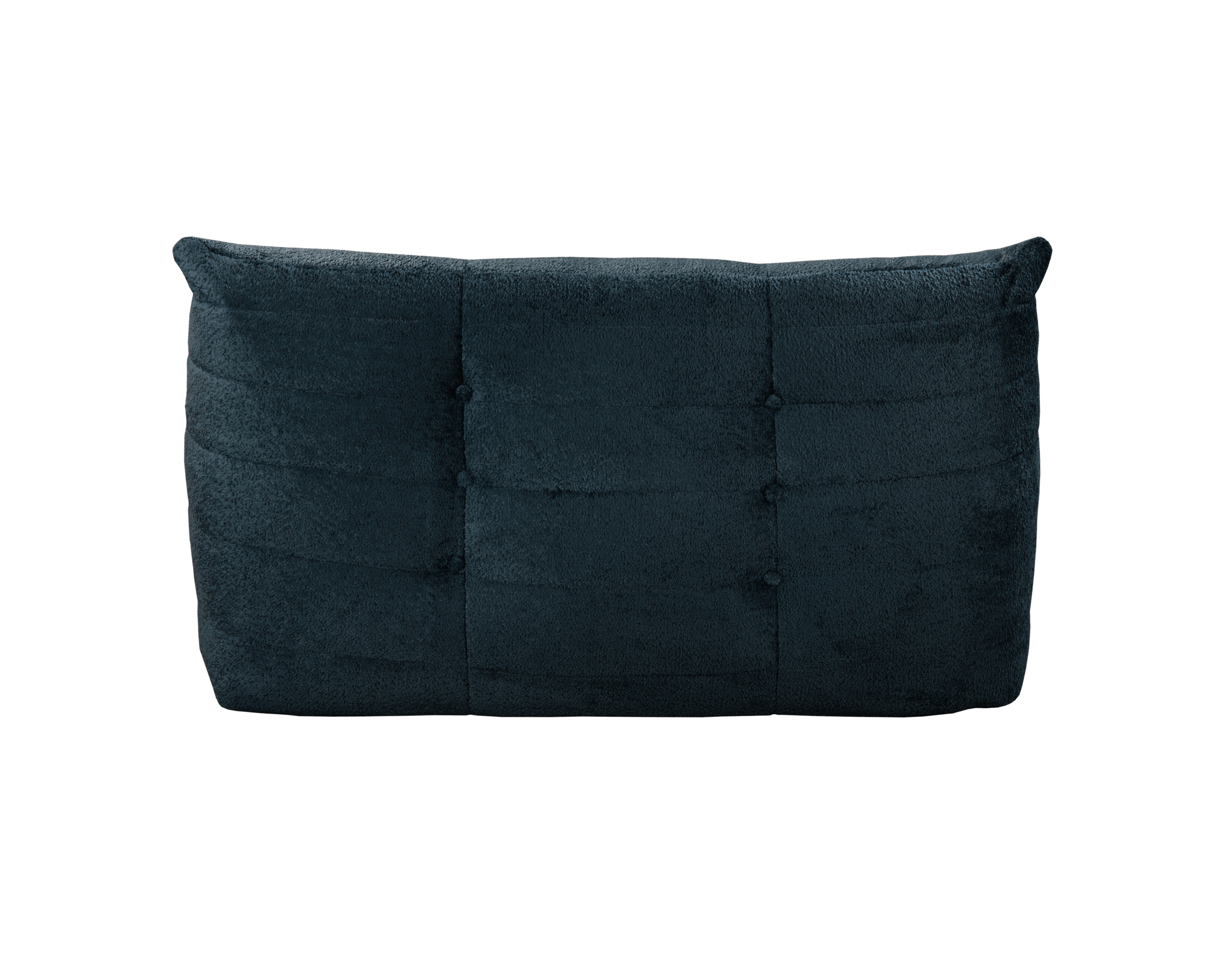 Canapé droit Faubourg du Temple en tissu chenille bleu fonce Paname Avenue, vue arrière sur fond blanc