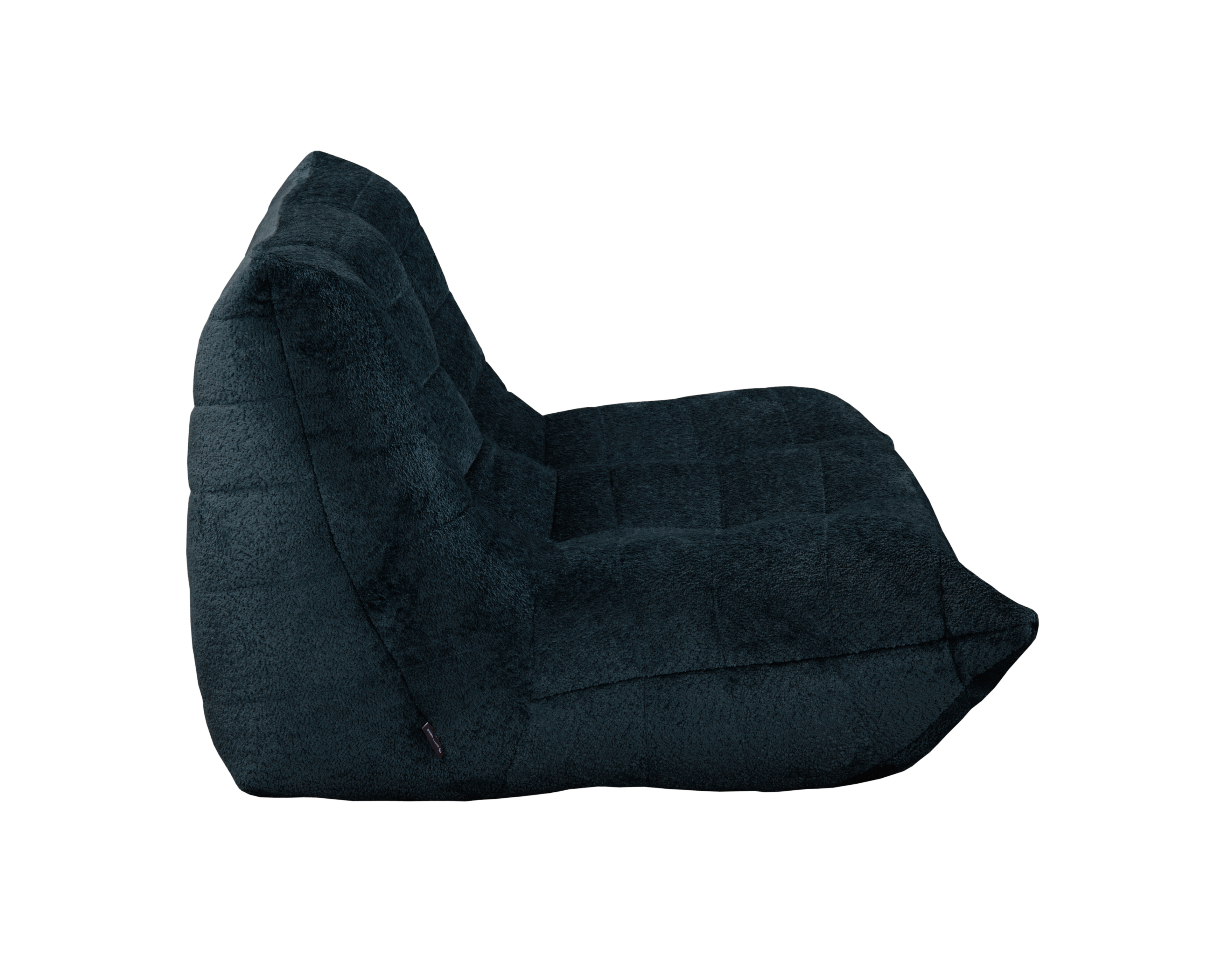 Canapé droit Faubourg du Temple en tissu chenille bleu fonce Paname Avenue, vue de profil sur fond blanc