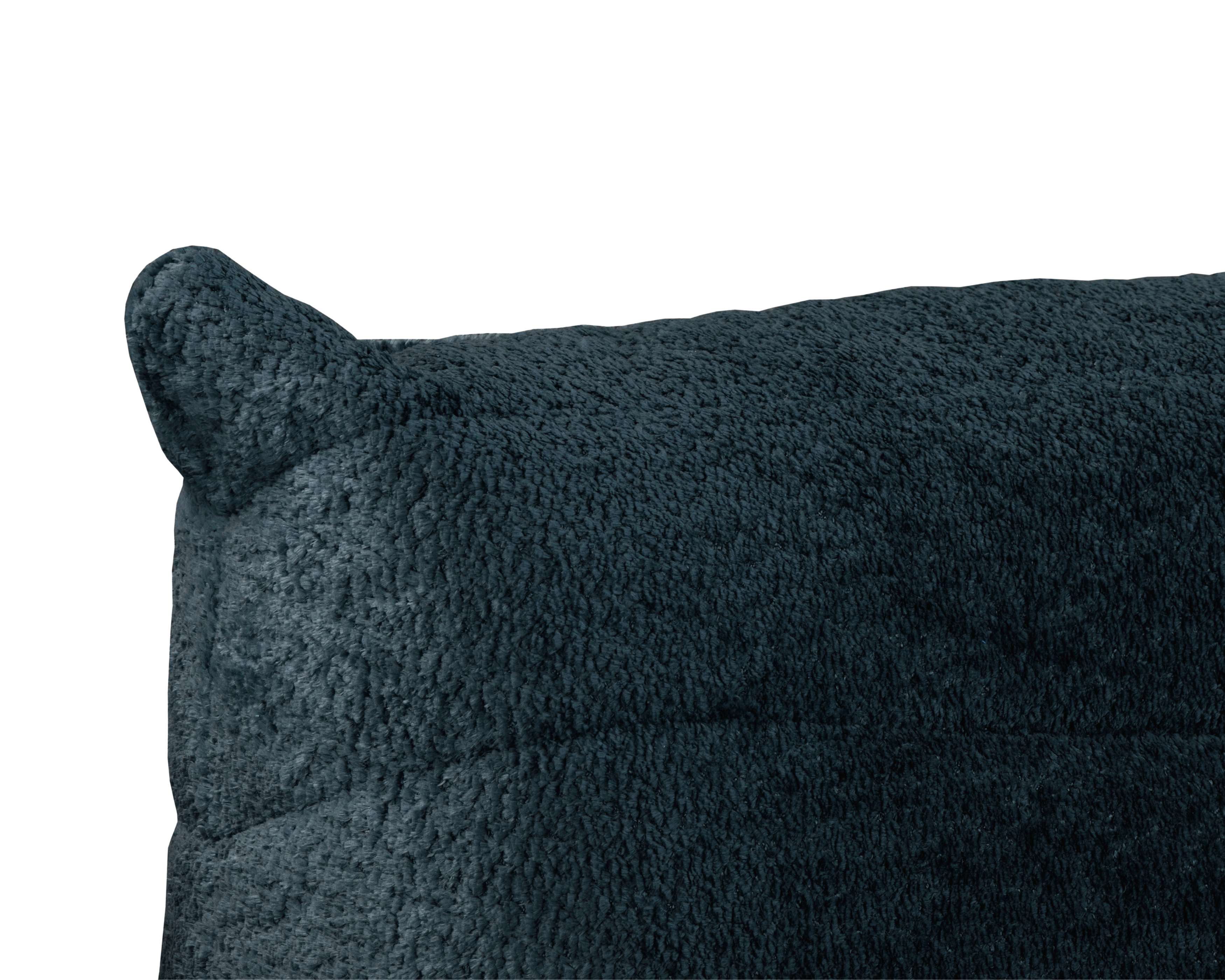 Canapé droit Faubourg du Temple en tissu chenille bleu fonce Paname Avenue, zoom sur la finition 