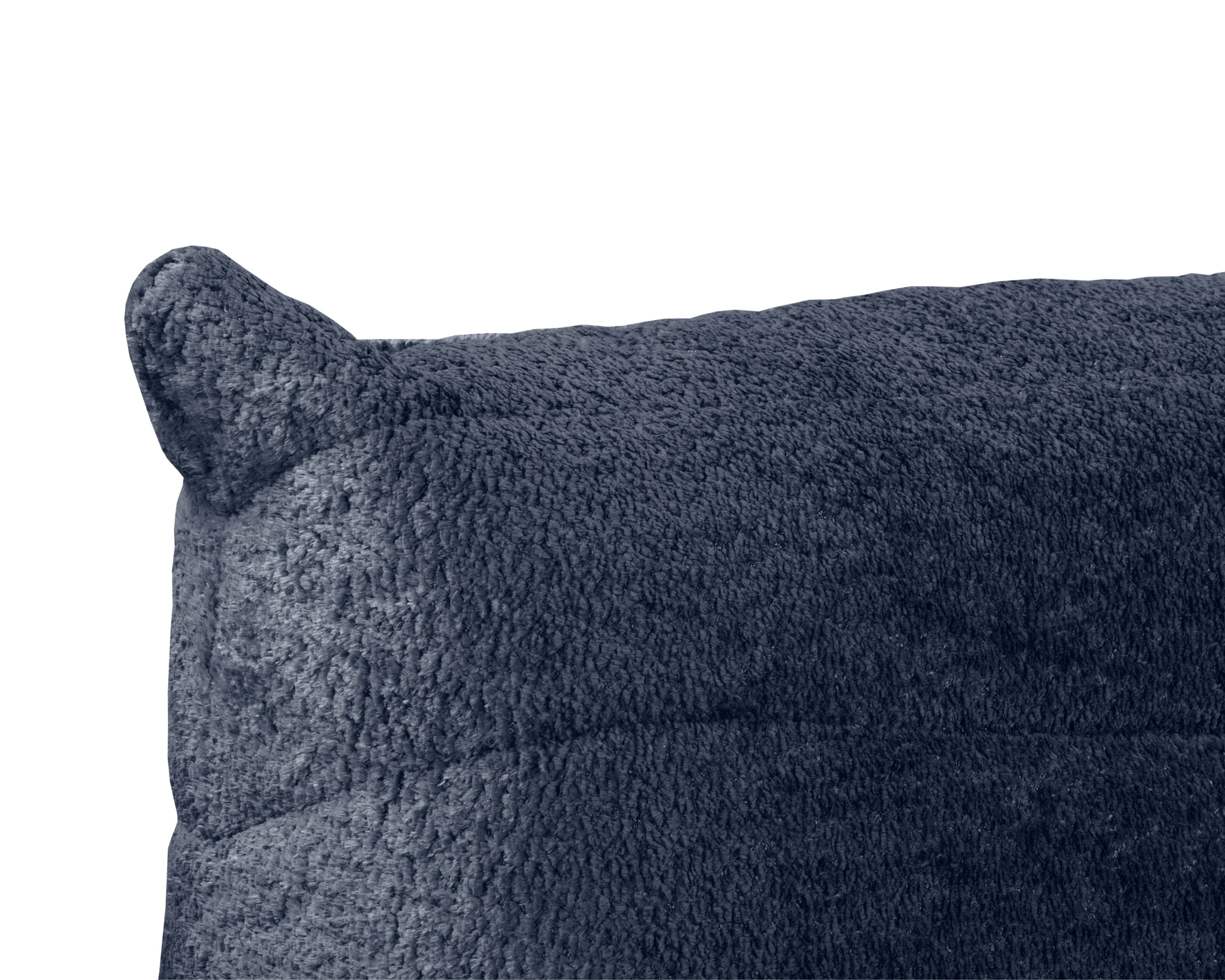 Canapé droit Faubourg du Temple en tissu chenille bleu Paname Avenue, zoom sur la finition 