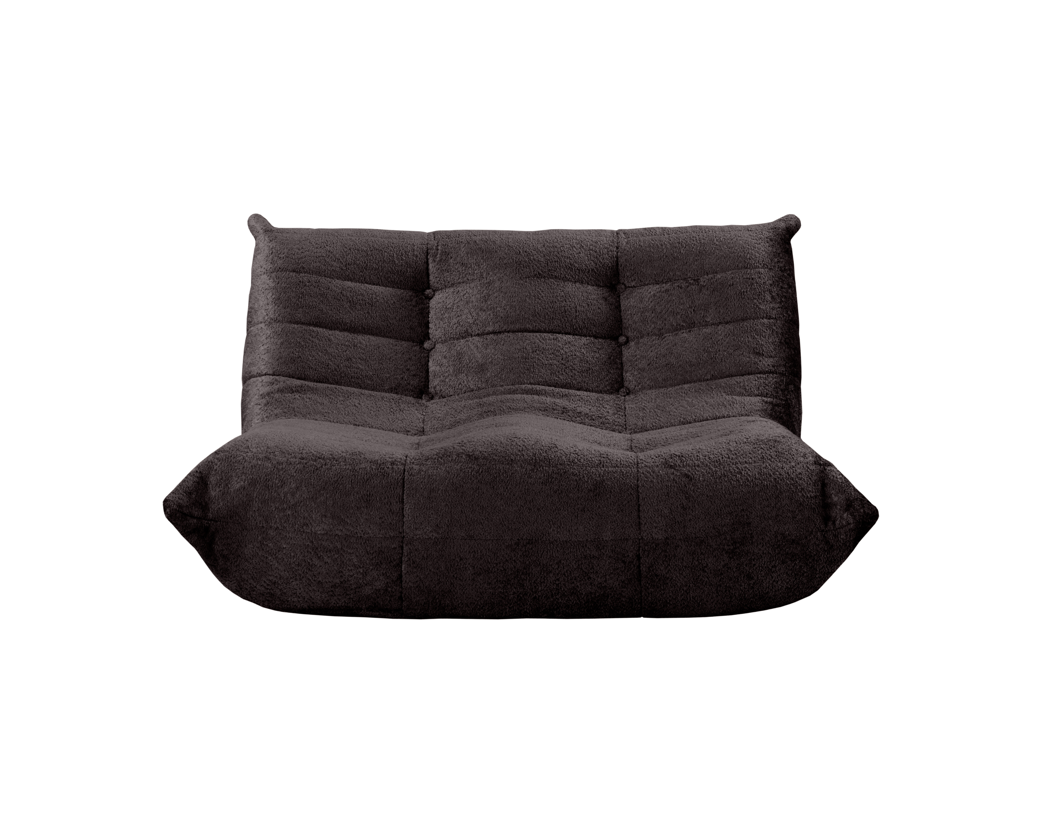 Canapé droit Faubourg du Temple en tissu chenille marron Paname Avenue, vue de face sur fond blanc