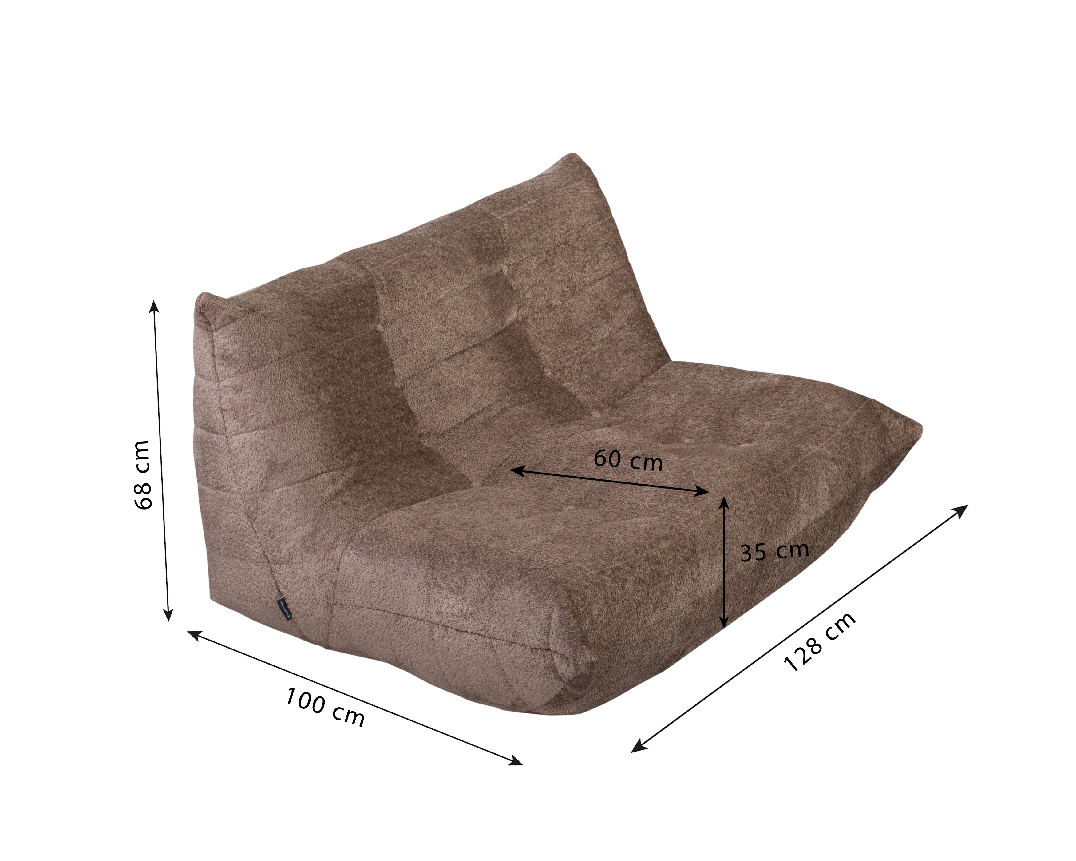 Canapé droit Faubourg du Temple en tissu chenille taupe Paname Avenue, schéma des dimensions