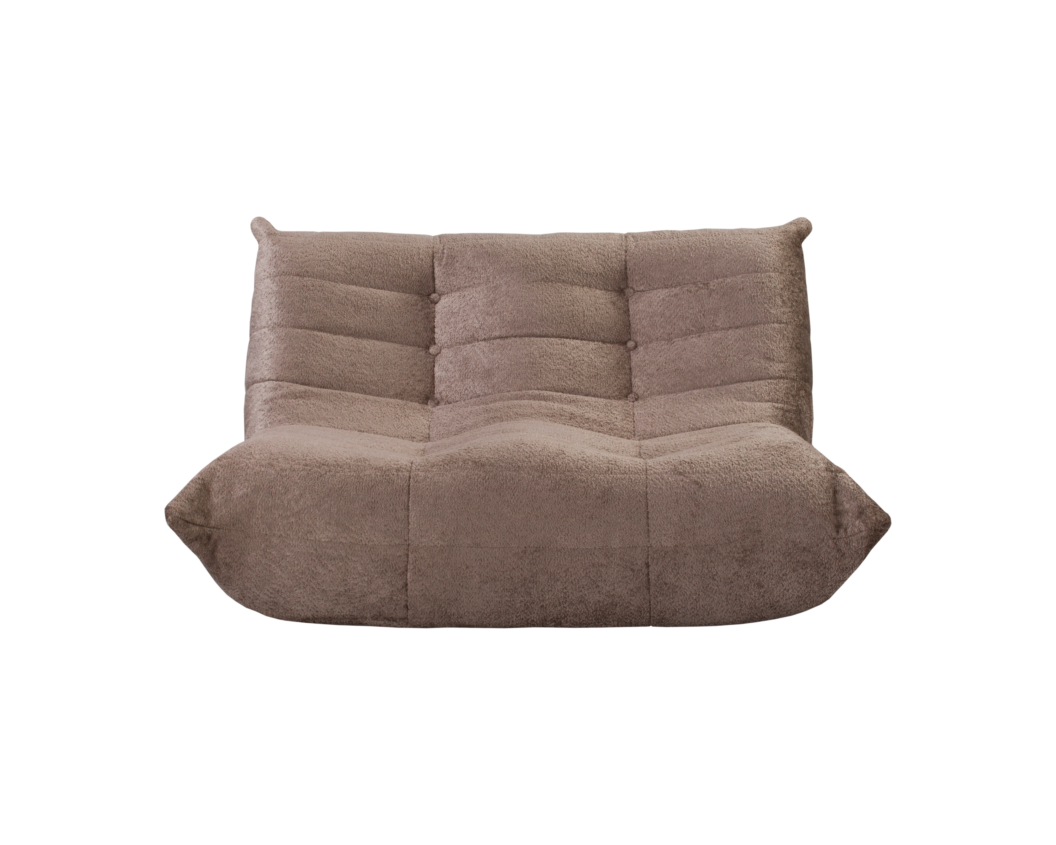 Canapé droit Faubourg du Temple en tissu chenille taupe Paname Avenue, vue de face sur fond blanc