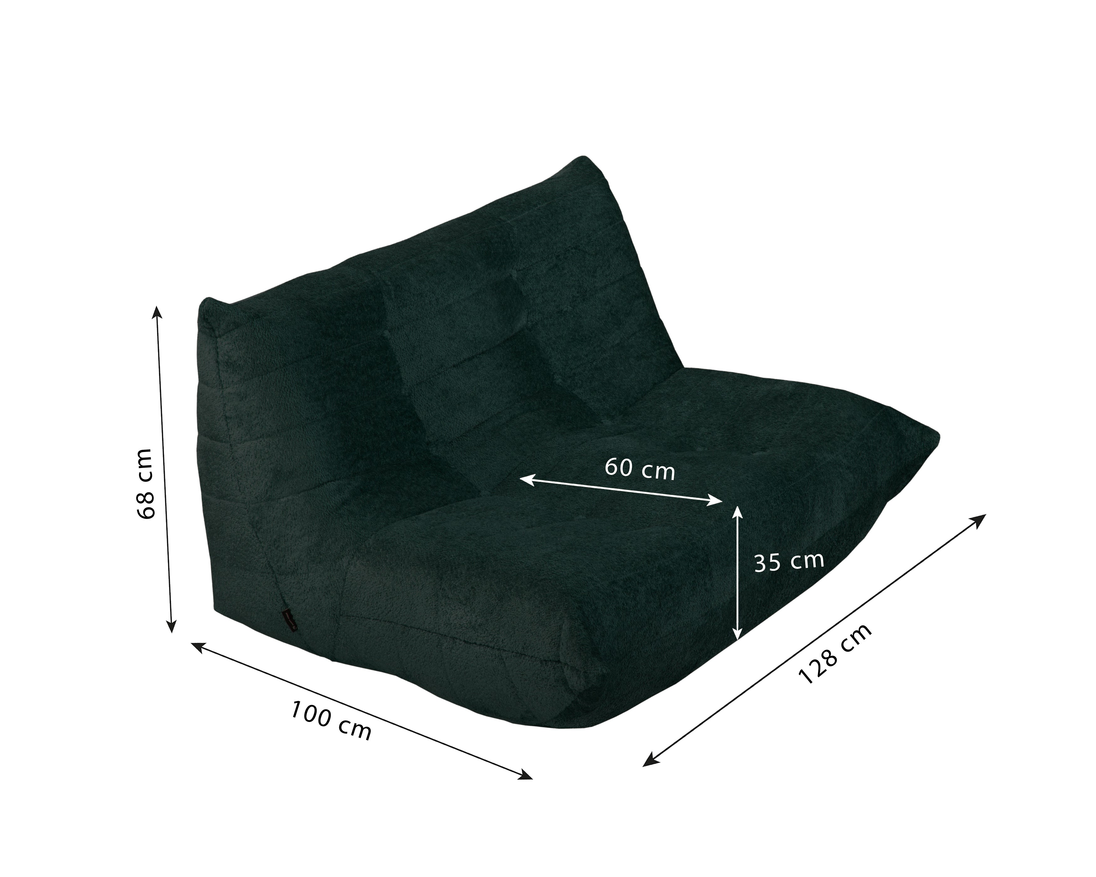 Canapé droit Faubourg du Temple en tissu chenille vert Paname Avenue, schéma des dimensions