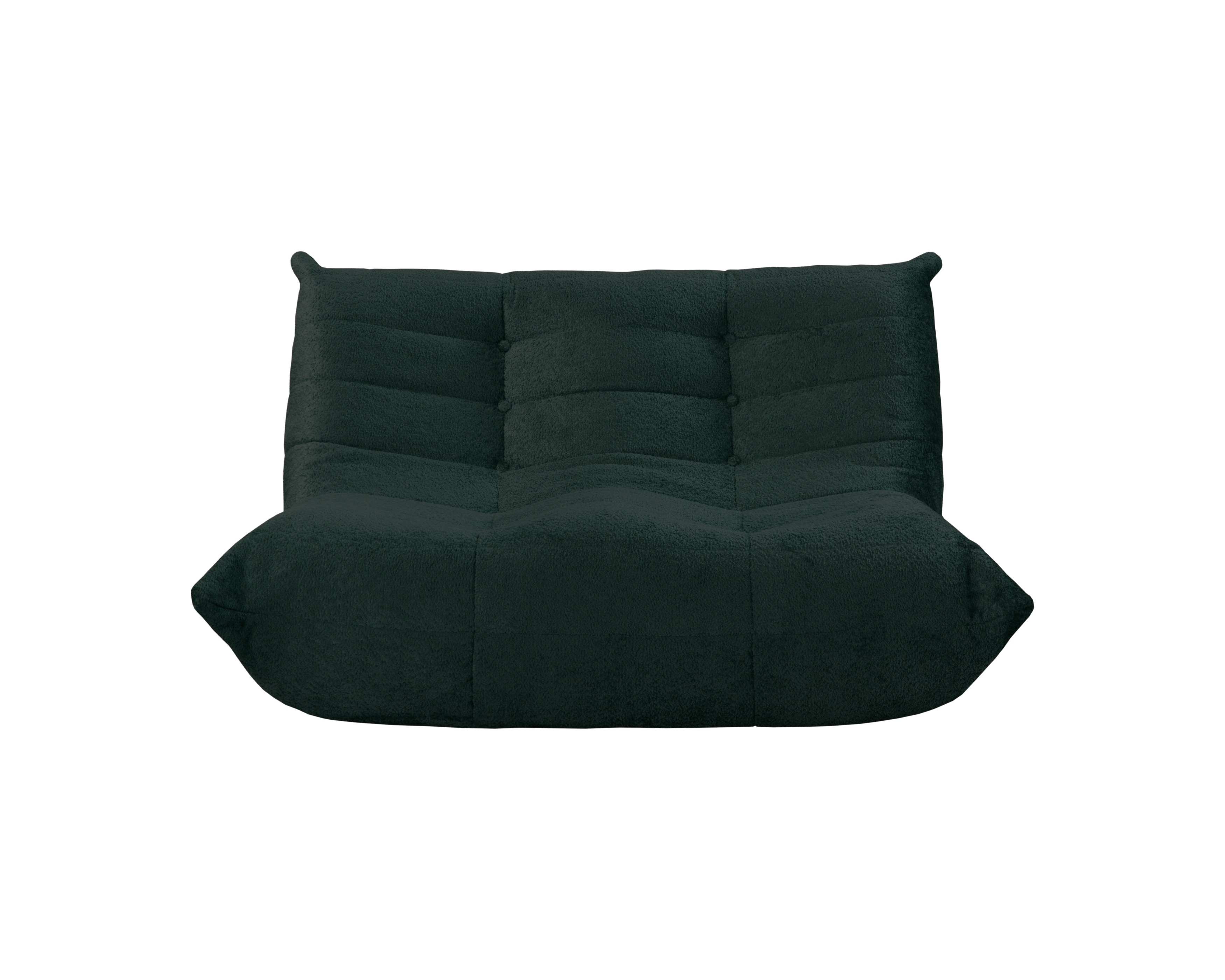 Canapé droit Faubourg du Temple en tissu chenille vert Paname Avenue, vue de face sur fond blanc