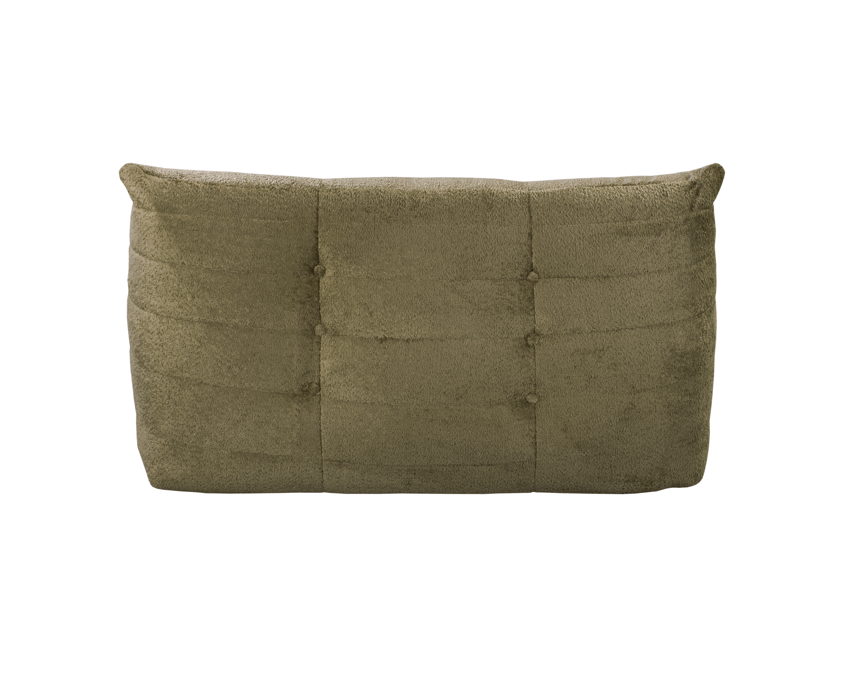 Canapé droit Faubourg du Temple en tissu chenille vert olive Paname Avenue, vue arrière sur fond blanc