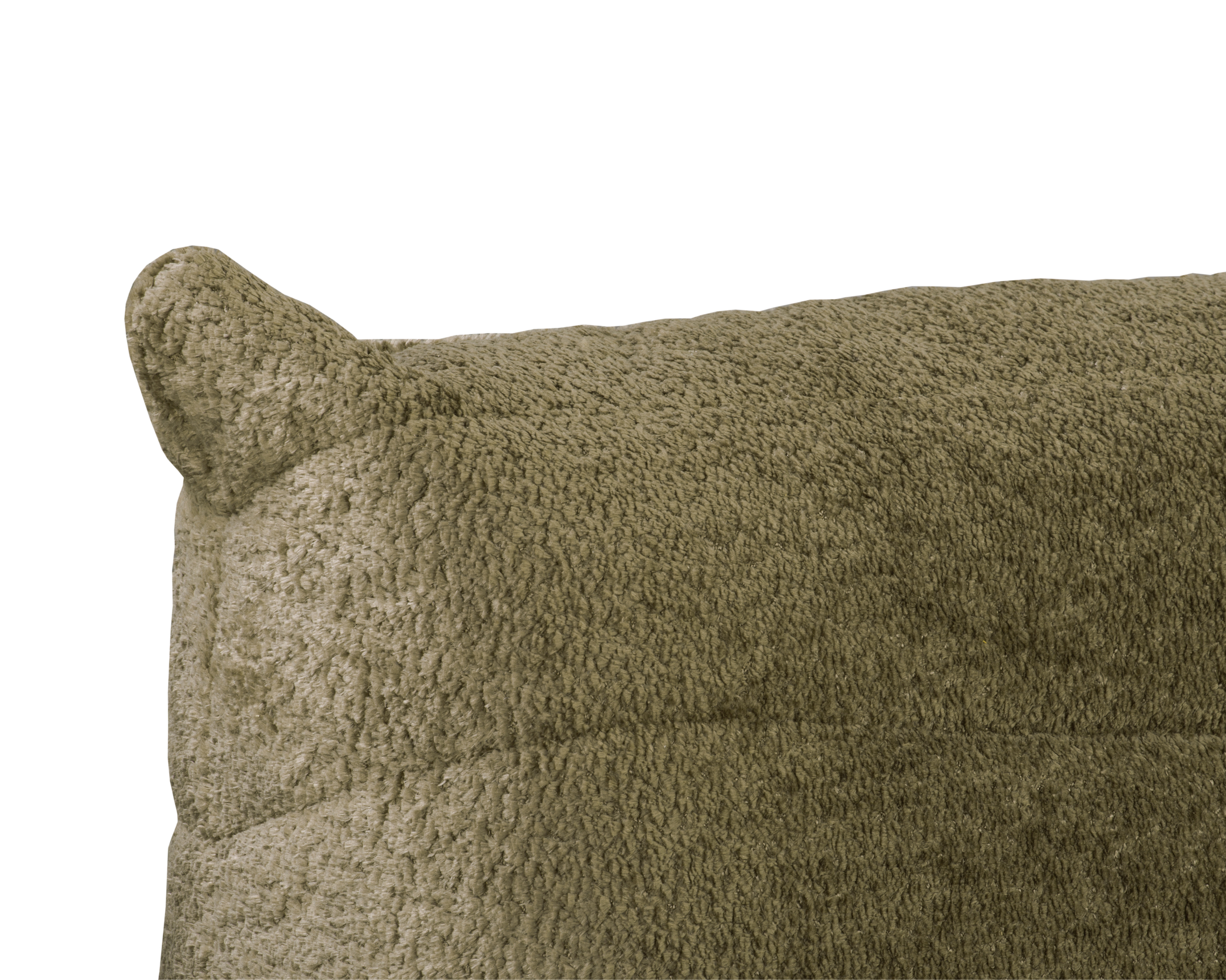 Canapé droit Faubourg du Temple en tissu chenille vert olive Paname Avenue, zoom sur la finition 