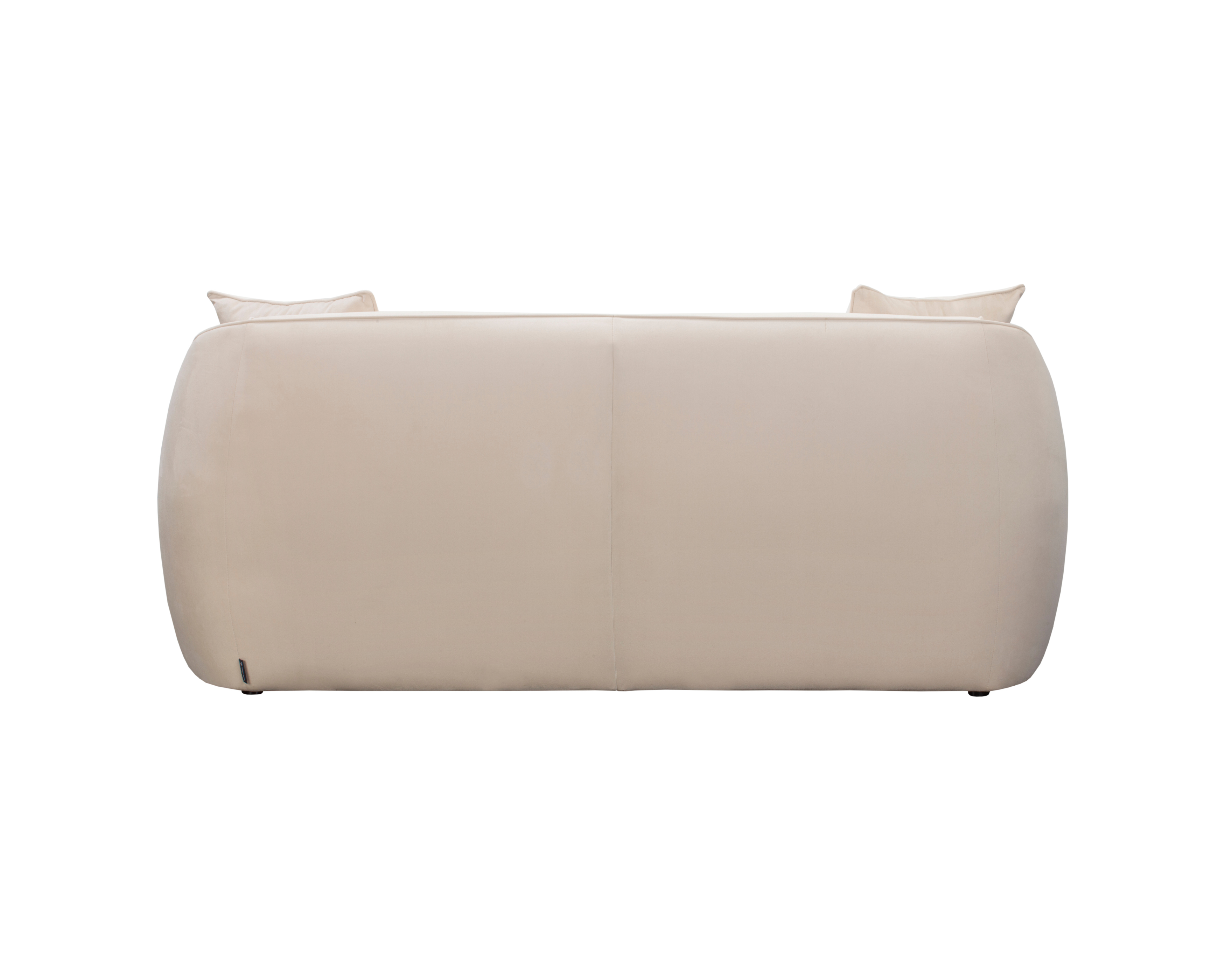 Canapé droit Faubourg Saint-Martin en tissu velours lisse beige Paname Avenue, vue arrière sur fond blanc