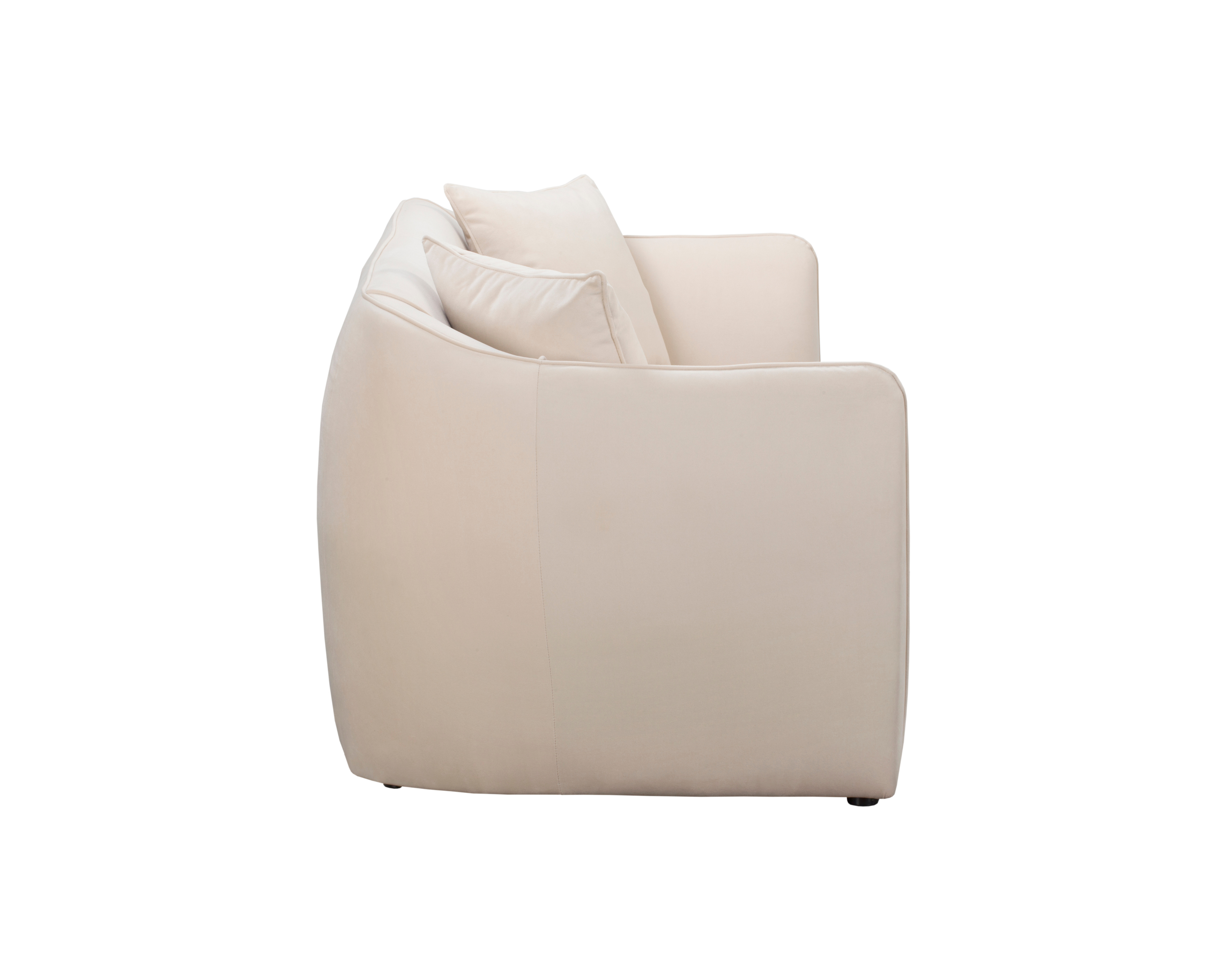 Canapé droit Faubourg Saint-Martin en tissu velours lisse beige Paname Avenue, vue de profil sur fond blanc