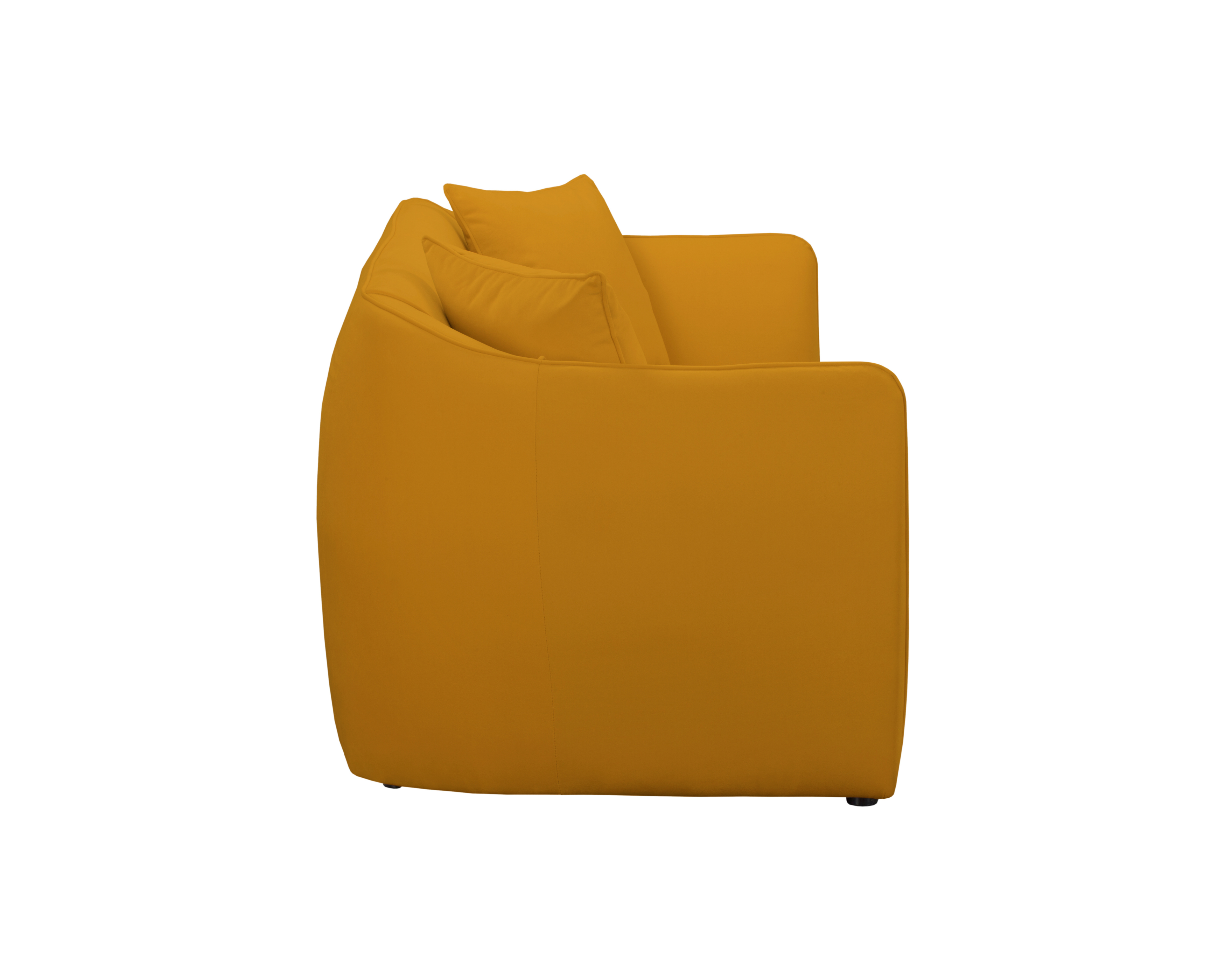Canapé droit Faubourg Saint-Martin en tissu velours lisse jaune Paname Avenue, vue de profil sur fond blanc