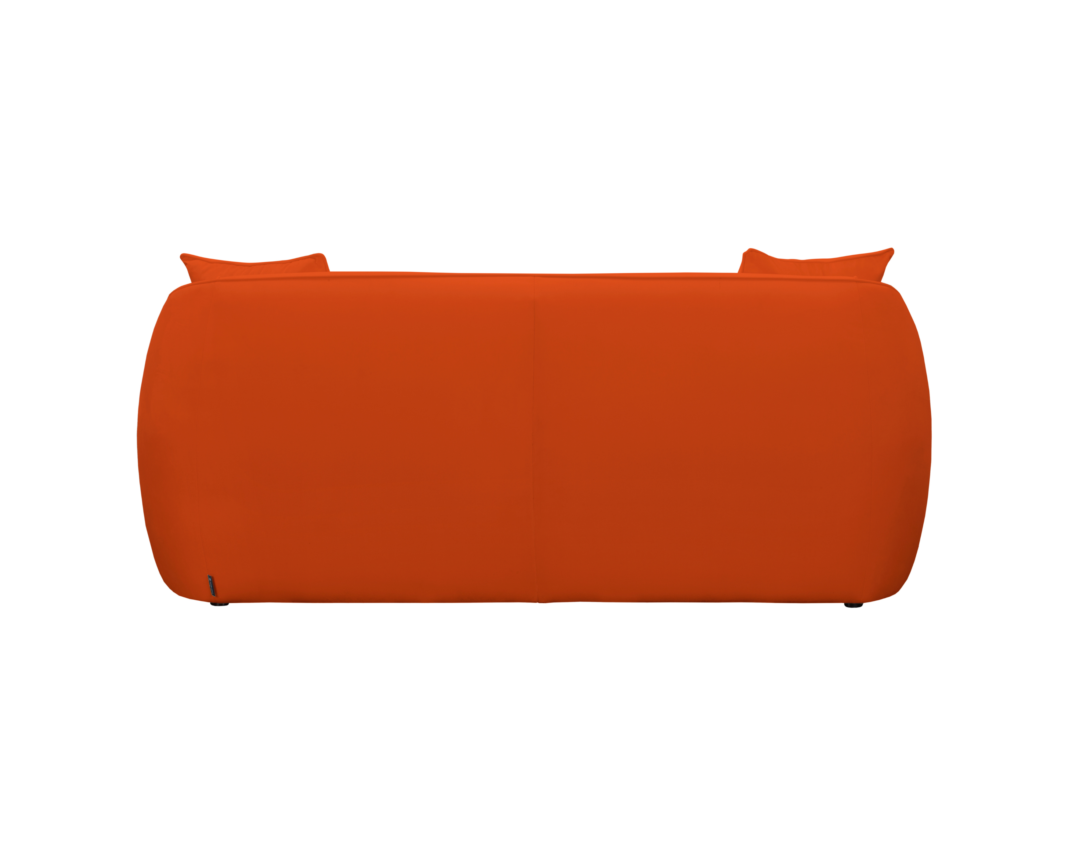 Canapé droit Faubourg Saint-Martin en tissu velours lisse terracotta Paname Avenue, vue arrière sur fond blanc