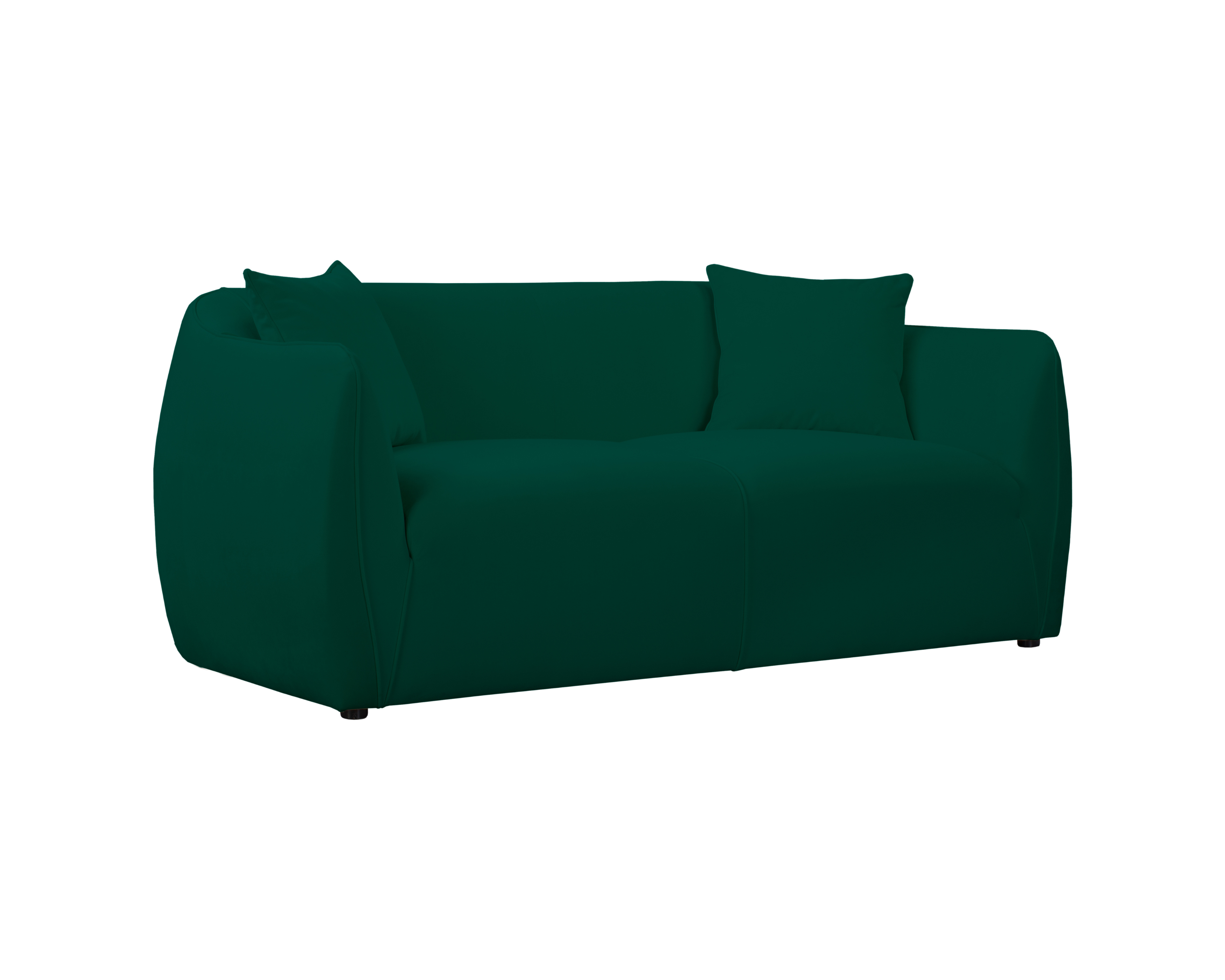 Canapé droit Faubourg Saint-Martin en tissu velours lisse vert Paname Avenue, vue trois-quarts sur fond blanc
