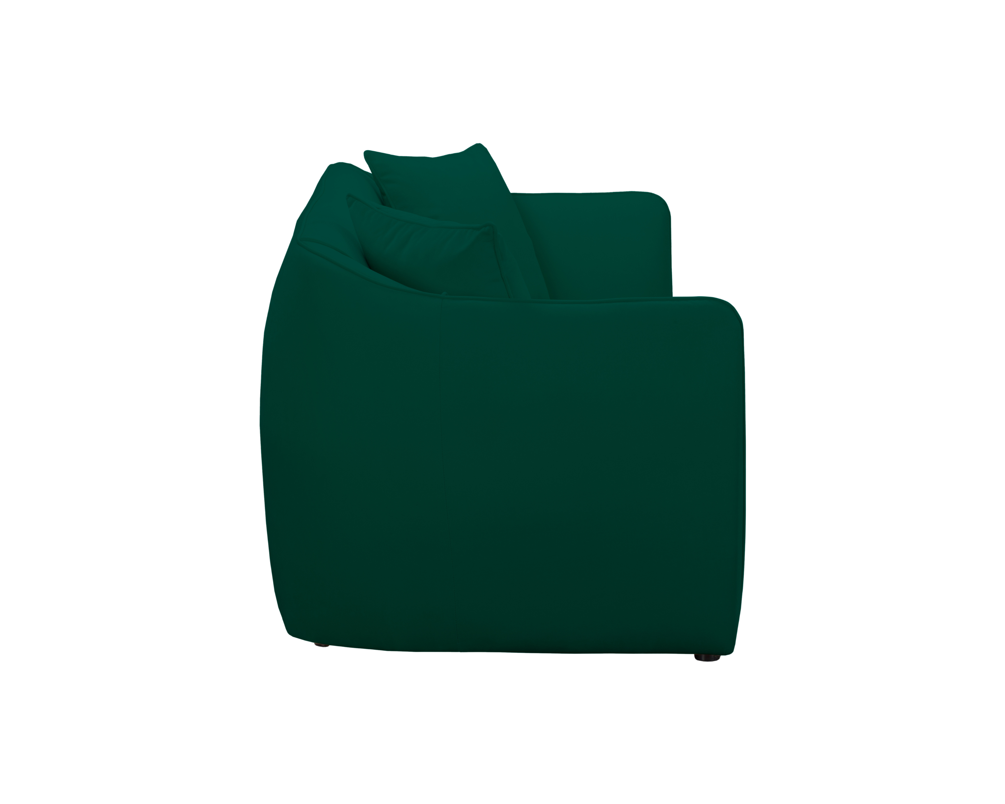 Canapé droit Faubourg Saint-Martin en tissu velours lisse vert Paname Avenue, vue de profil sur fond blanc
