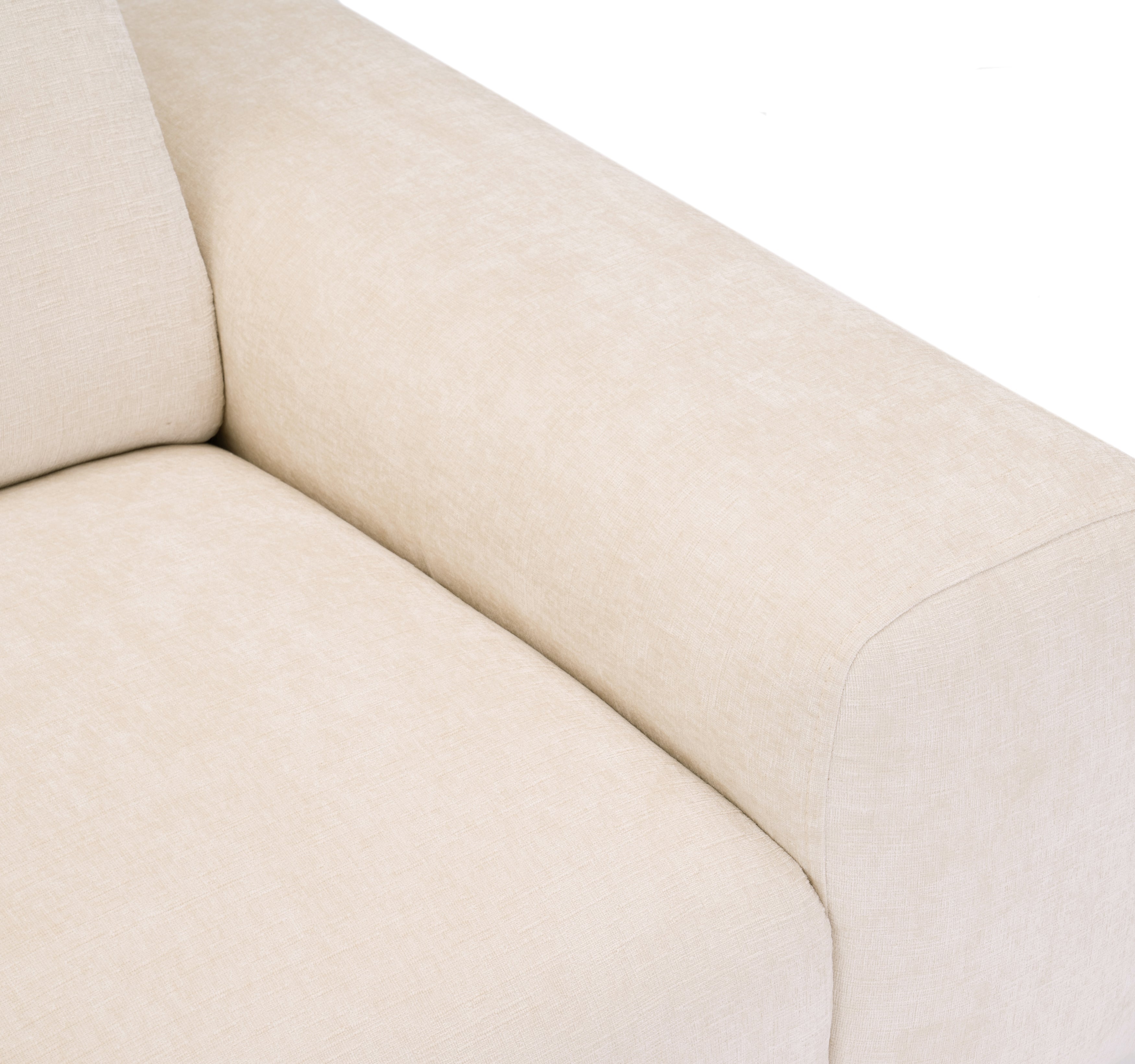 Canapé droit Frochot en tissu chenille beige Paname Avenue, zoom sur le dossier 