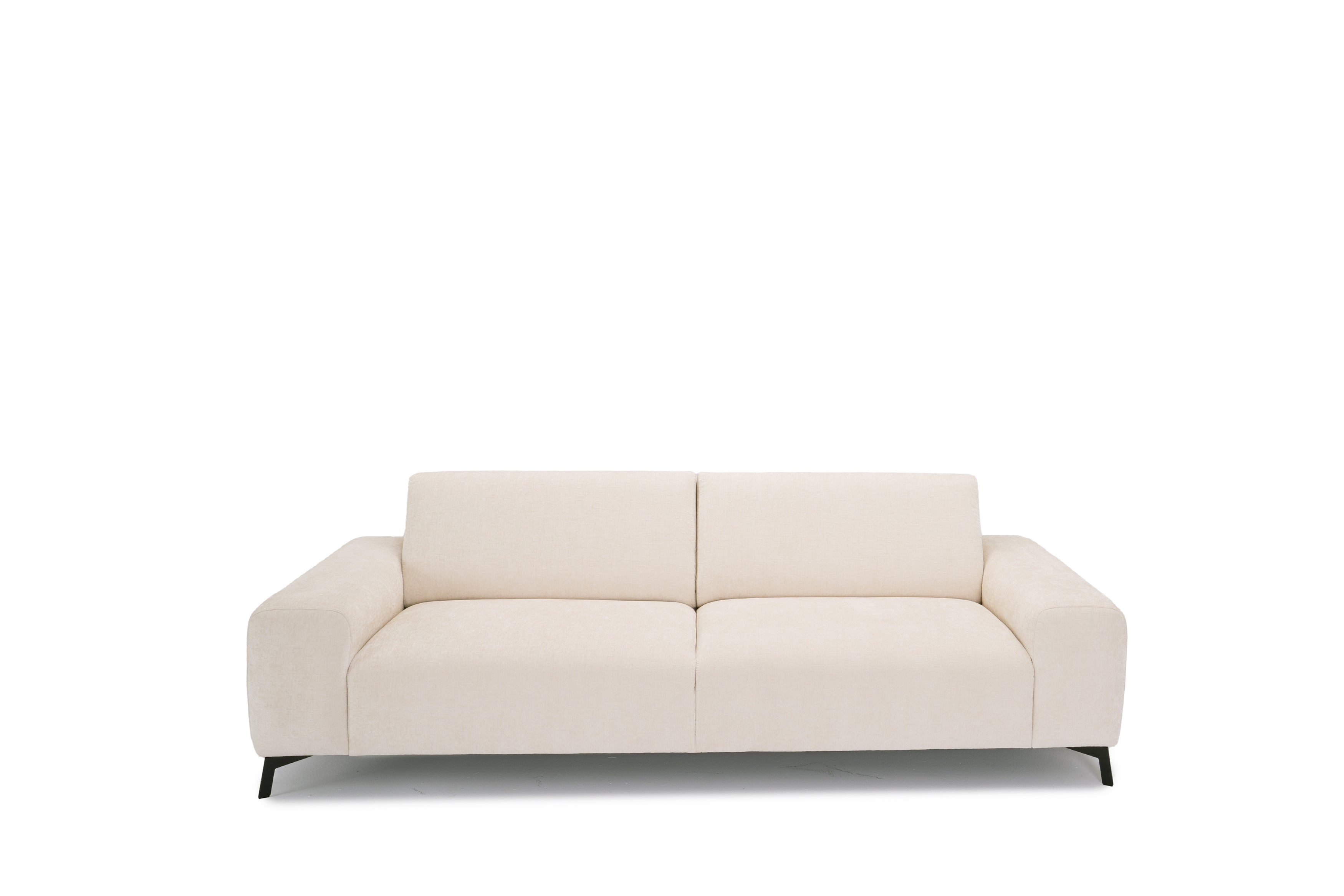 Canapé droit Frochot en tissu chenille beige Paname Avenue, vue de face sur fond blanc