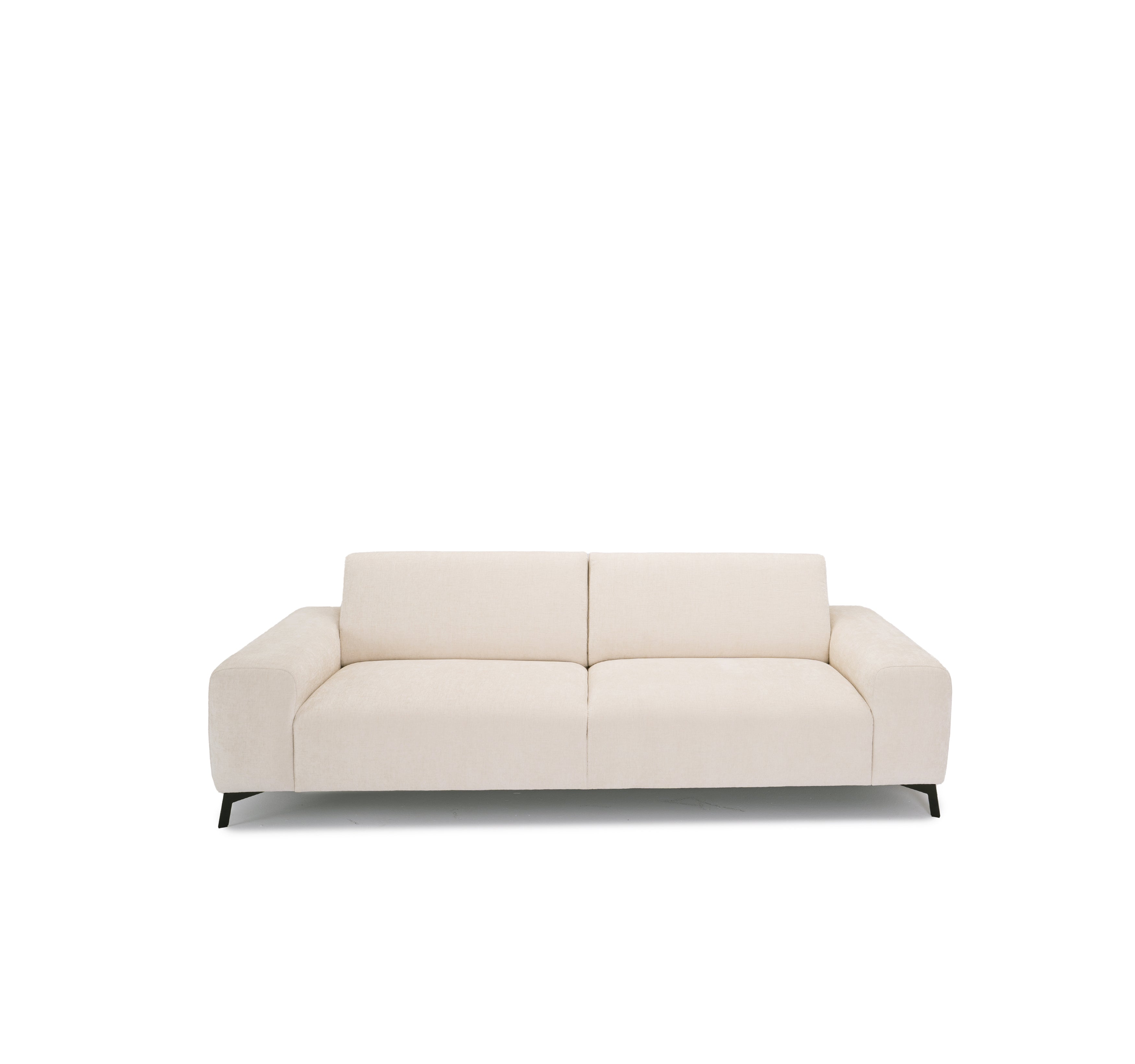 Canapé droit Frochot en tissu chenille beige Paname Avenue, vue de face sur fond blanc